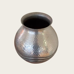 1940s Hammered Aluminum Vase by Rene Delevan