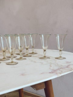 1940s Hand-Blown Murano Wine or Water Glasses (Set of 10 Extra Large)