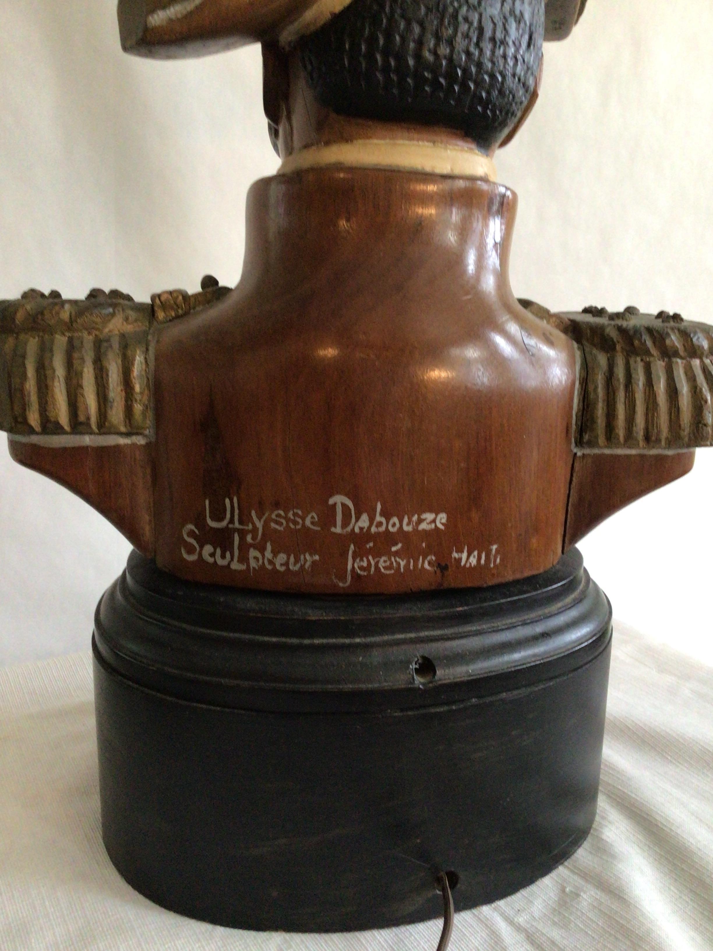 1940s Hand Carved and Painted Admiral Table Lamp For Sale 4