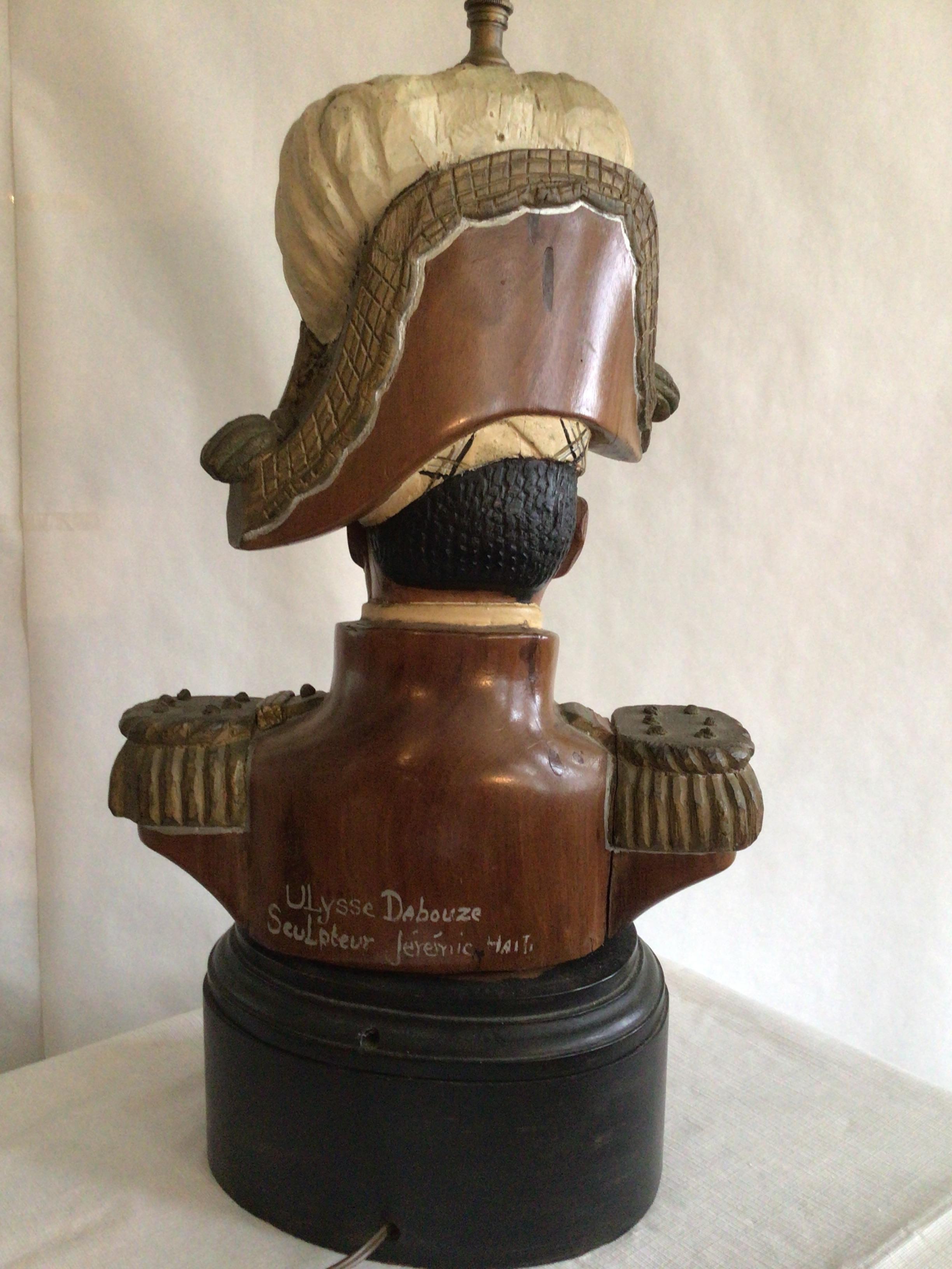 1940s Hand Carved and Painted Admiral Table Lamp In Good Condition For Sale In Tarrytown, NY