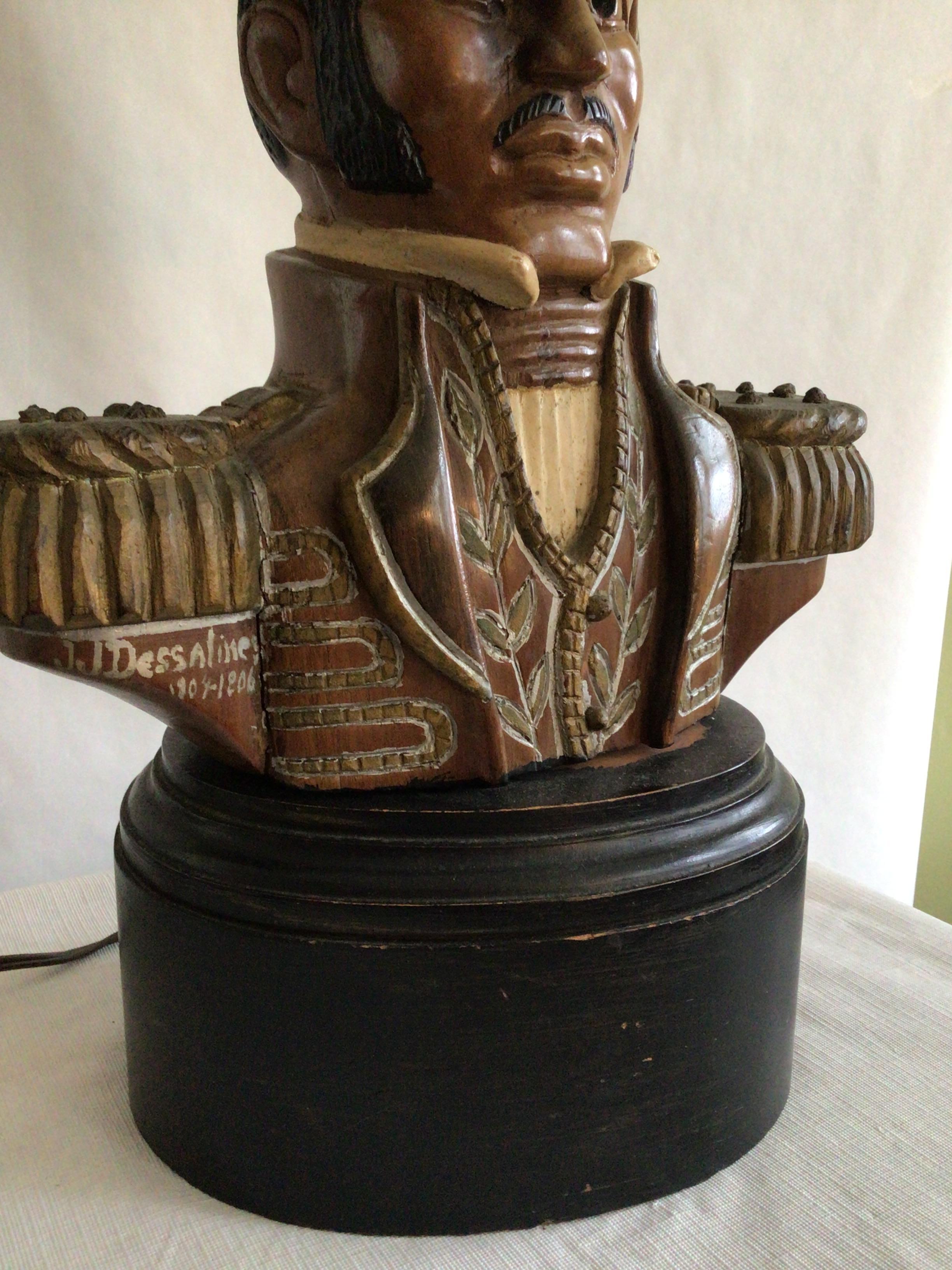 1940s Hand Carved and Painted Admiral Table Lamp For Sale 1