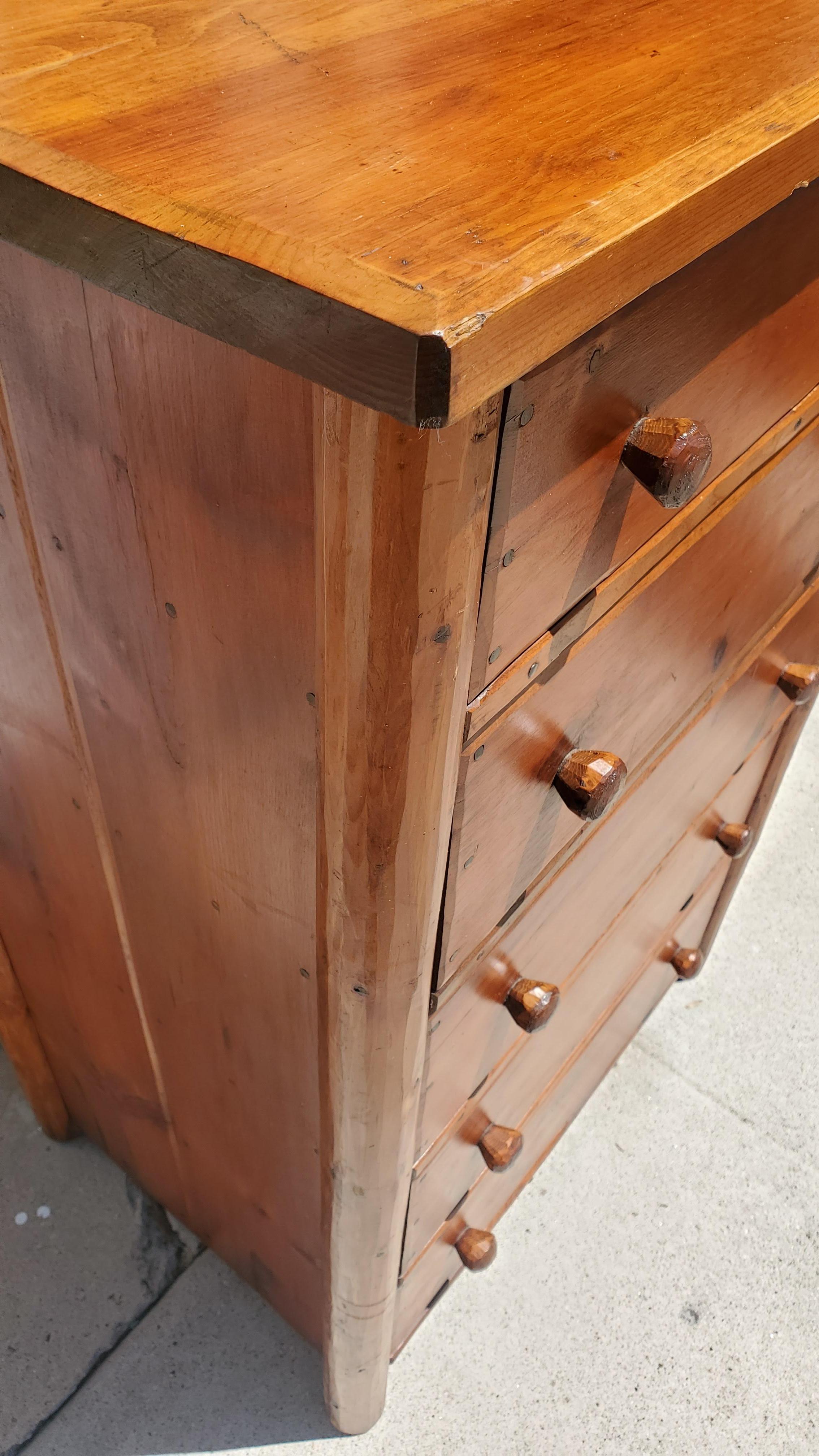 1940's Hand Carved Habitat Shop Chest of Five Drawers at 1stDibs