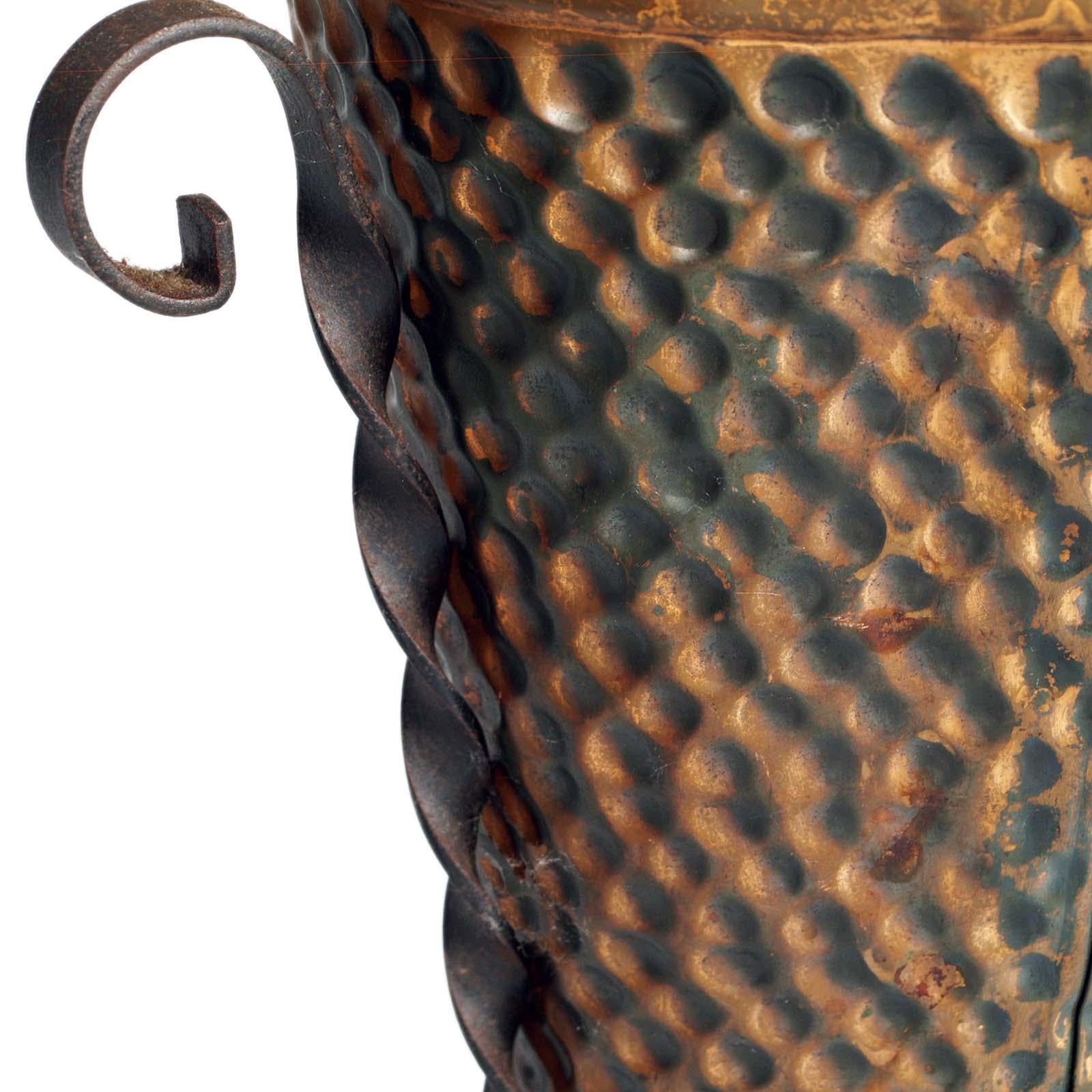 1940s Hand-Embossed Umbrella Stand in Burnished Brass and Wrought Iron, 1940s In Good Condition For Sale In Vigonza, Padua