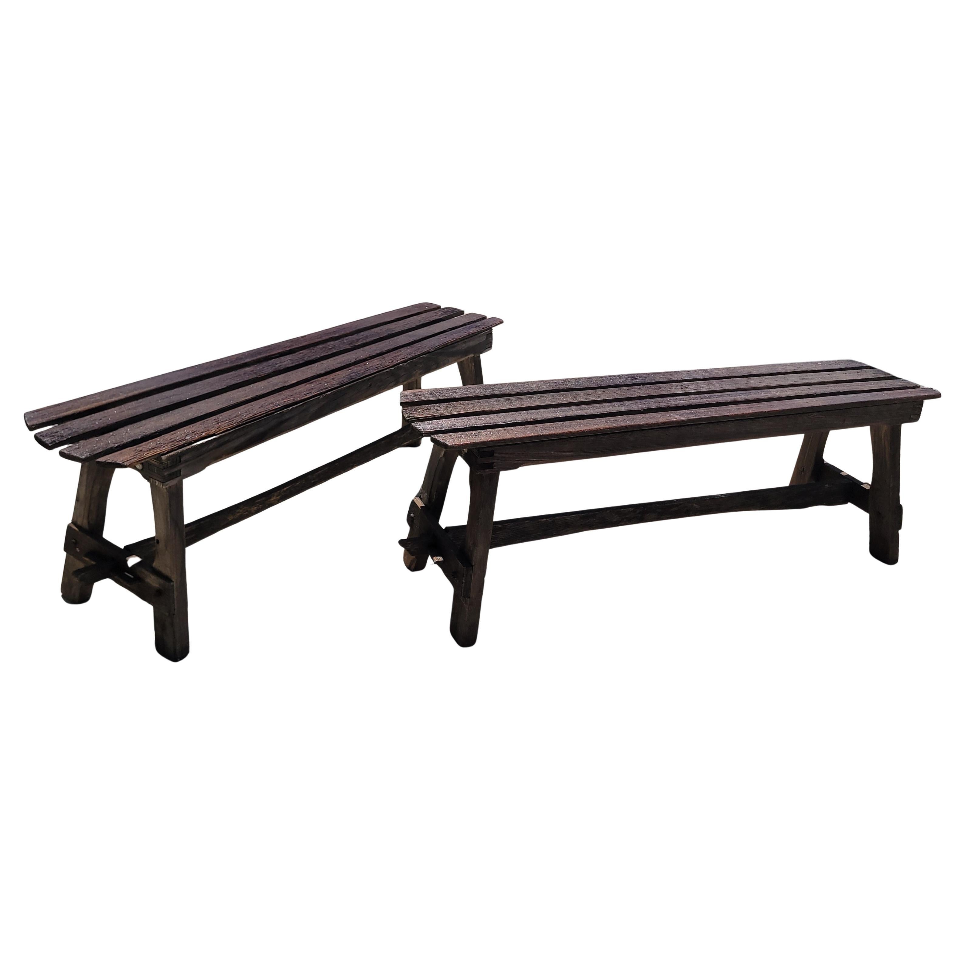 1940s Hand Made Rustic Benches Found In Texas Famrhouse