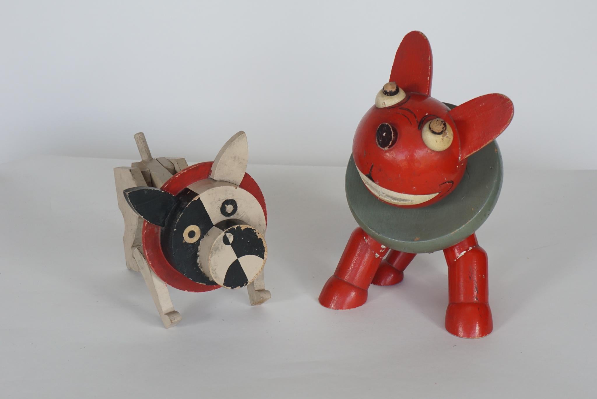 Folk Art 1940s Handmade Unique Collection of Toy Dogs