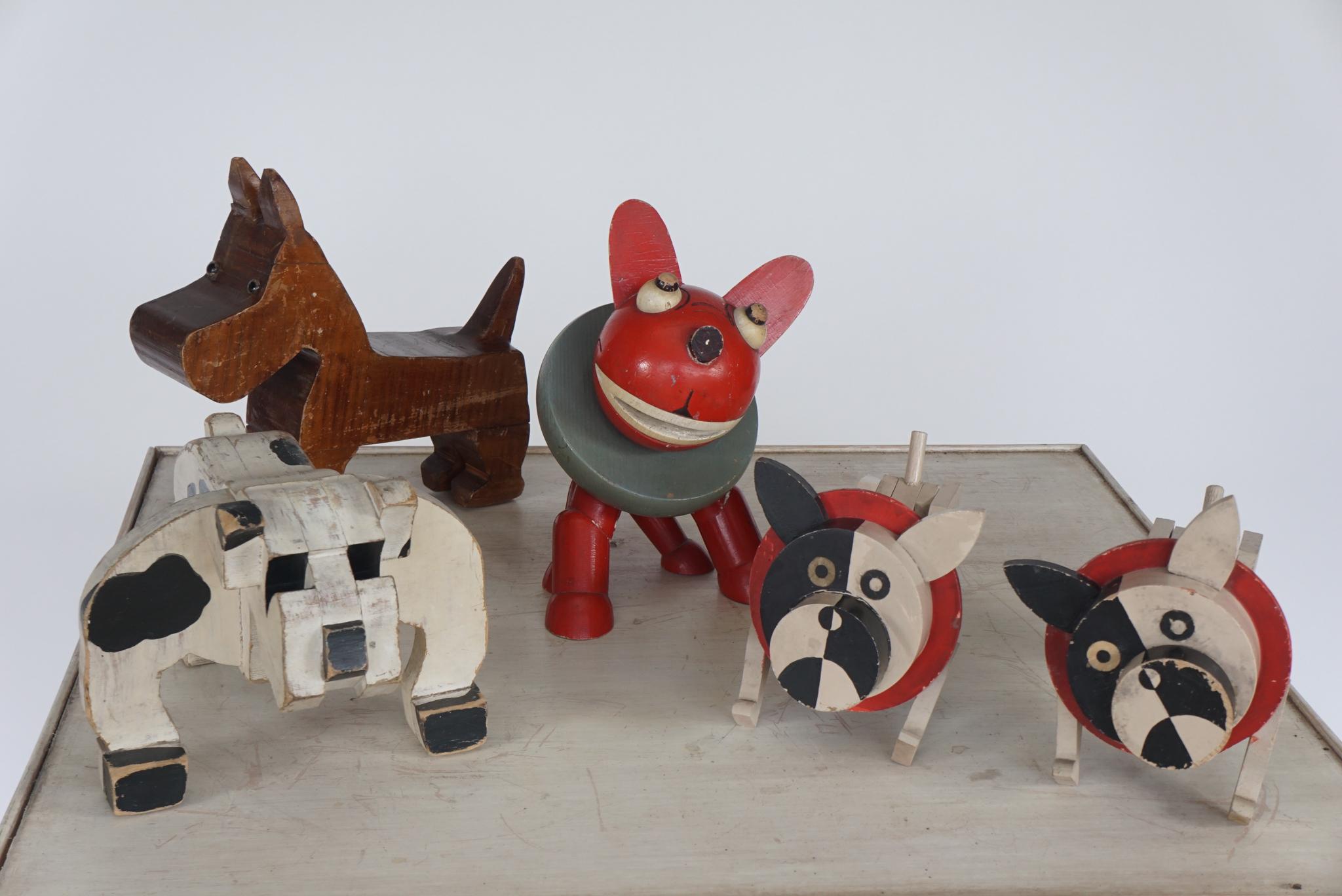 1940s Handmade Unique Collection of Toy Dogs In Good Condition In Hudson, NY