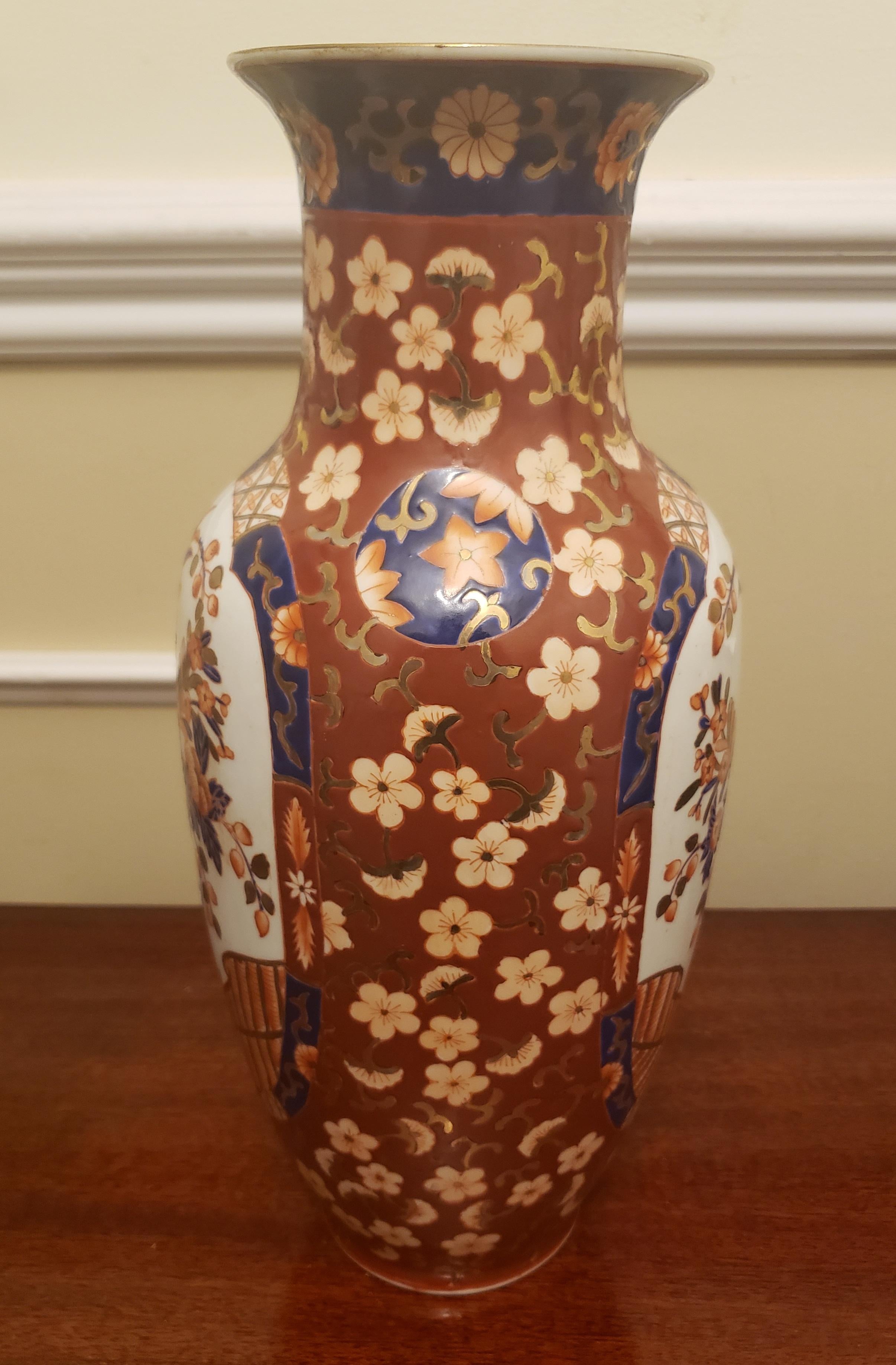 Arts and Crafts 1940s Hand Painted Enameled Macanese Vase For Sale