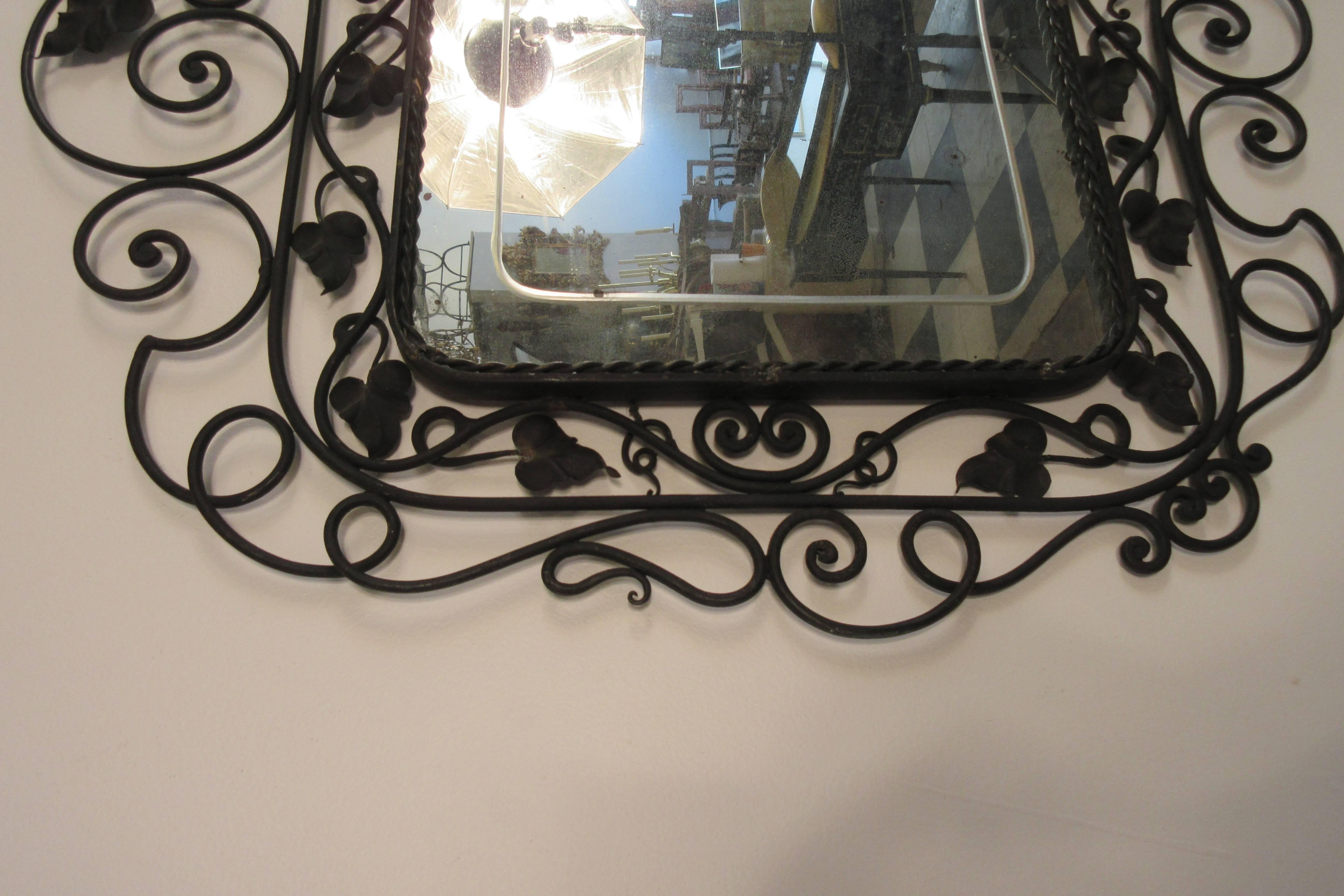 1940s Hand wrought etched mirror 