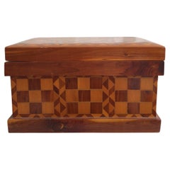 Vintage 1940s Handmade Folk Art Checkered Inlayed Box