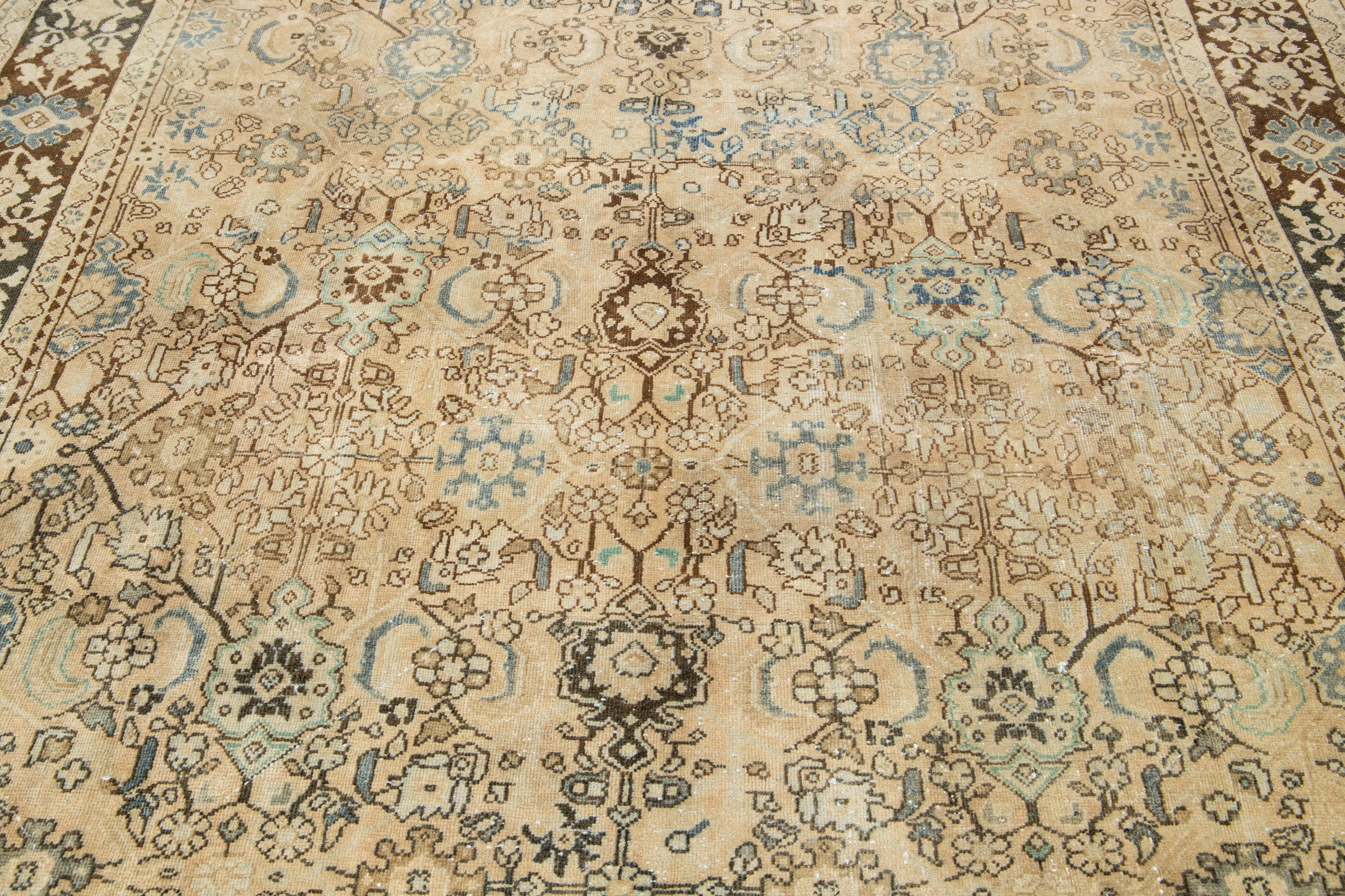 20th Century 1940s Handmade Persian Mahal Wool Rug With Allover Floral Motif For Sale