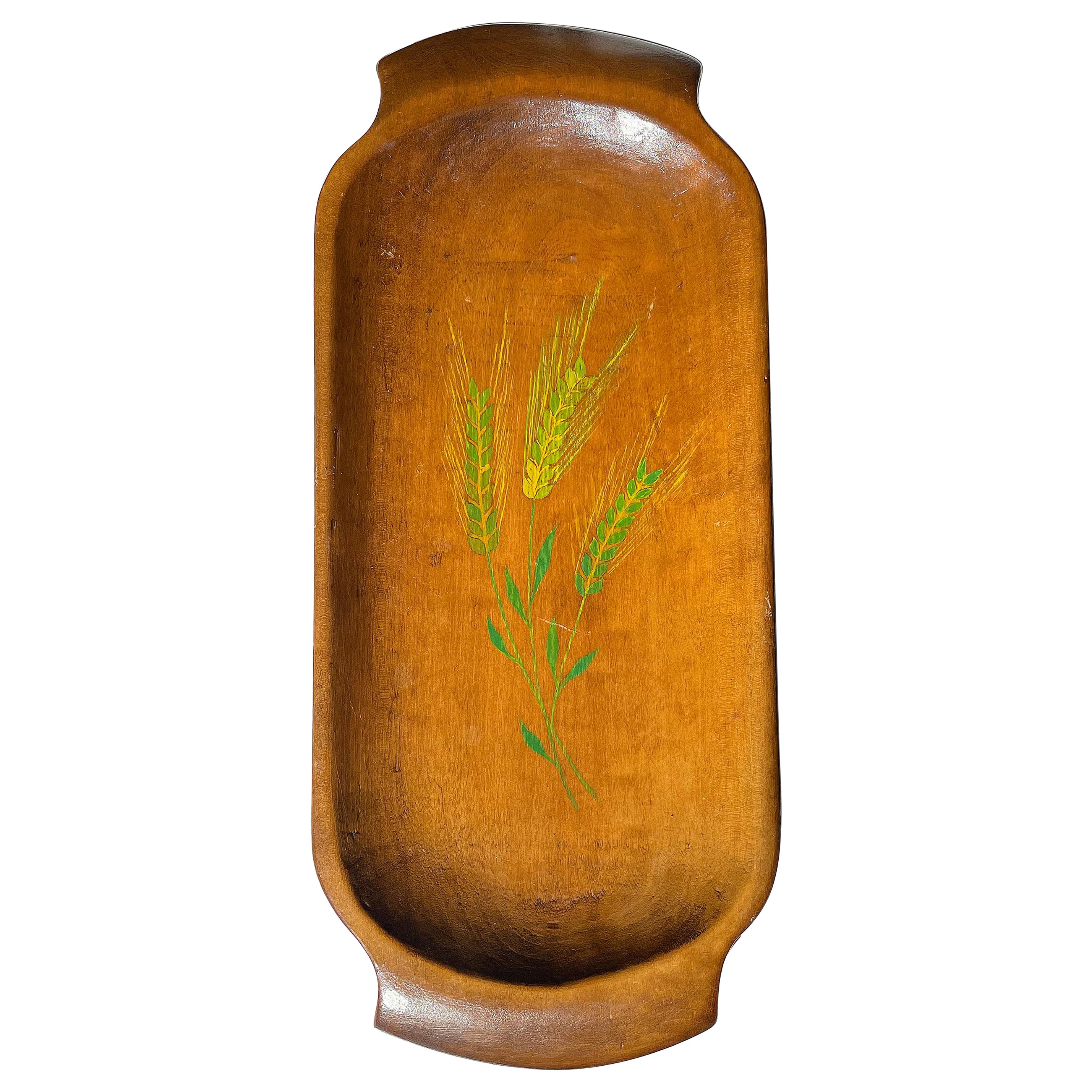 1940s Handmade Swedish Wooden Bowl Tray Plate