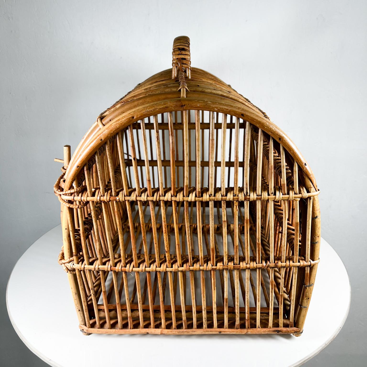 1940s Handmade Vintage Bent Bamboo Animal Carrier Cage For Sale 5