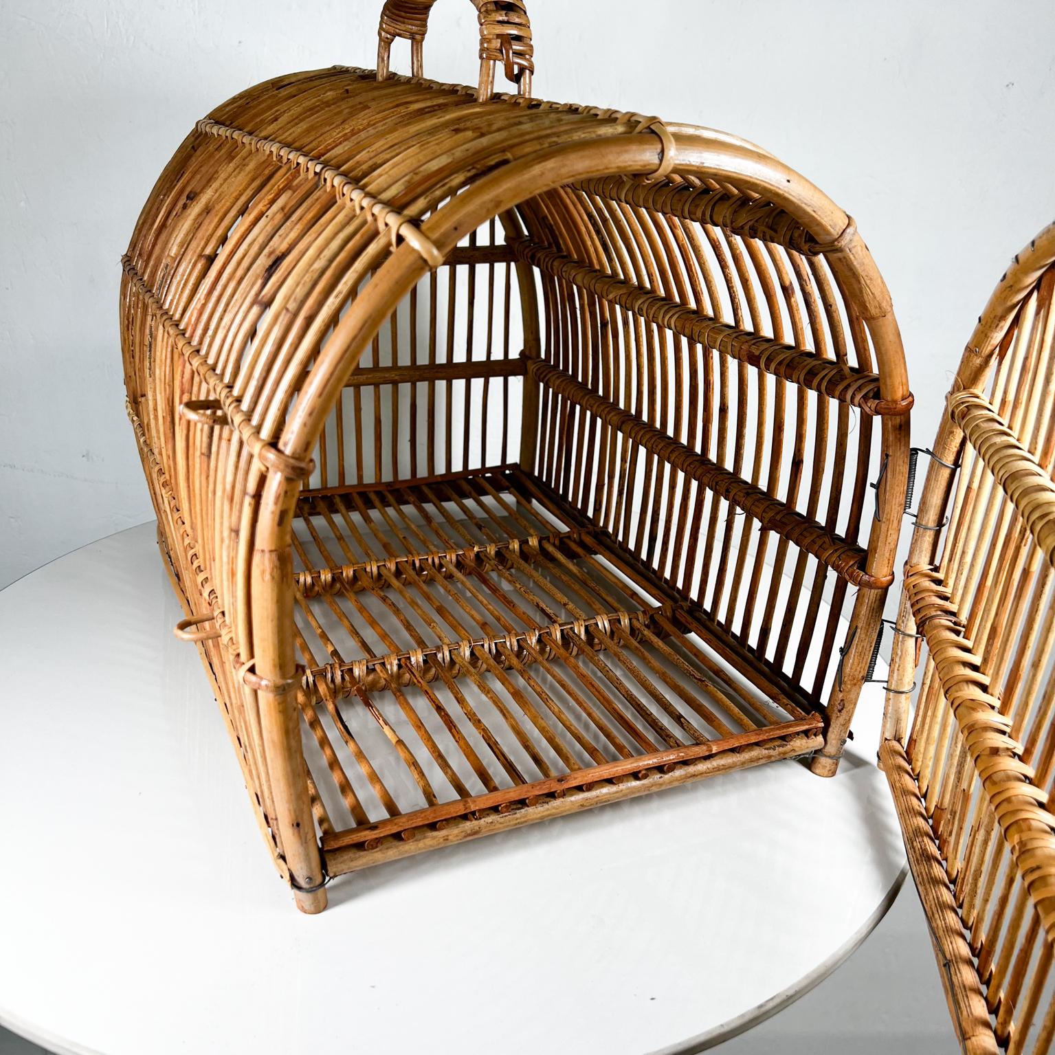 1940s Handmade Vintage Bent Bamboo Animal Carrier Cage For Sale 6
