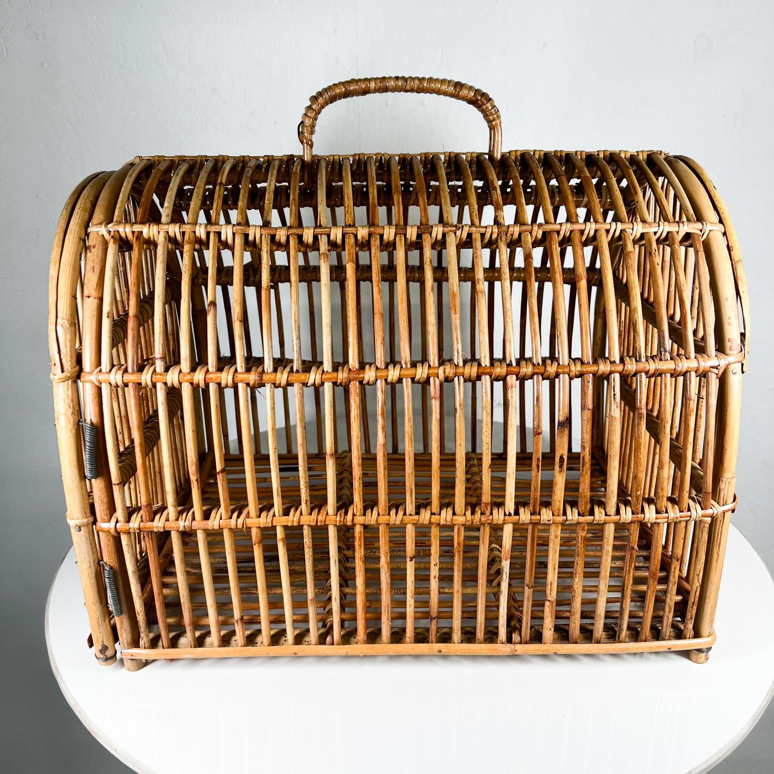 1940s Handmade Vintage Bent Bamboo Animal Carrier Cage For Sale 3