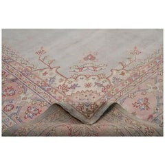 1940s Handwoven Turkish Oushak Wool Area Rug with Tribal Motifs, 10'0" x 14'4"