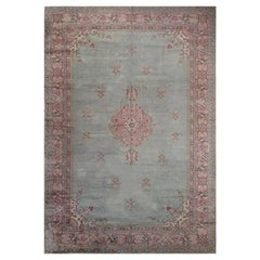 1940s Handwoven Turkish Oushak Wool Area Rug with Tribal Motifs, 10'0" x 14'4"