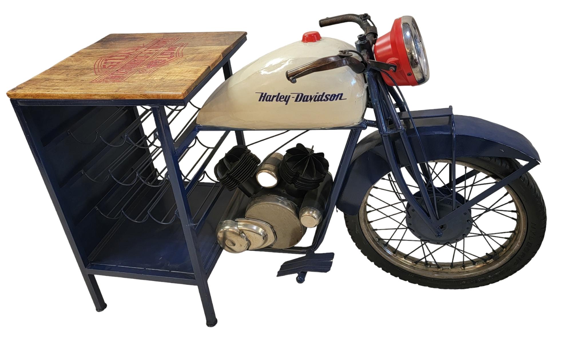 Modern 1940s Harley Davidson Wine Rack Side Table For Sale