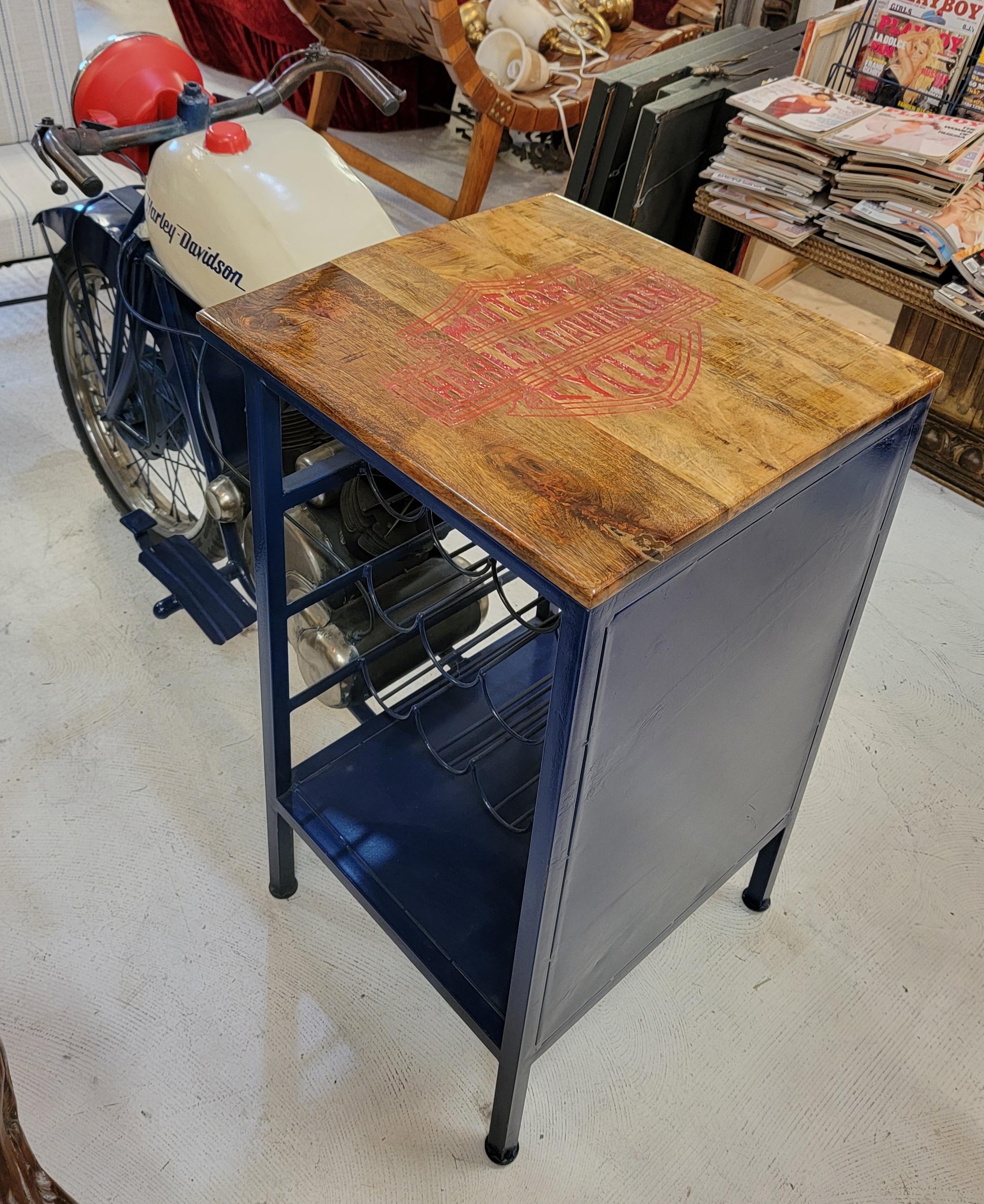 20th Century 1940s Harley Davidson Wine Rack Side Table For Sale