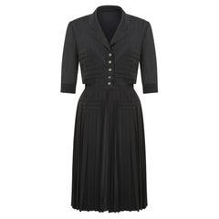 Used 1940s Haute Couture Black Silk Dress
