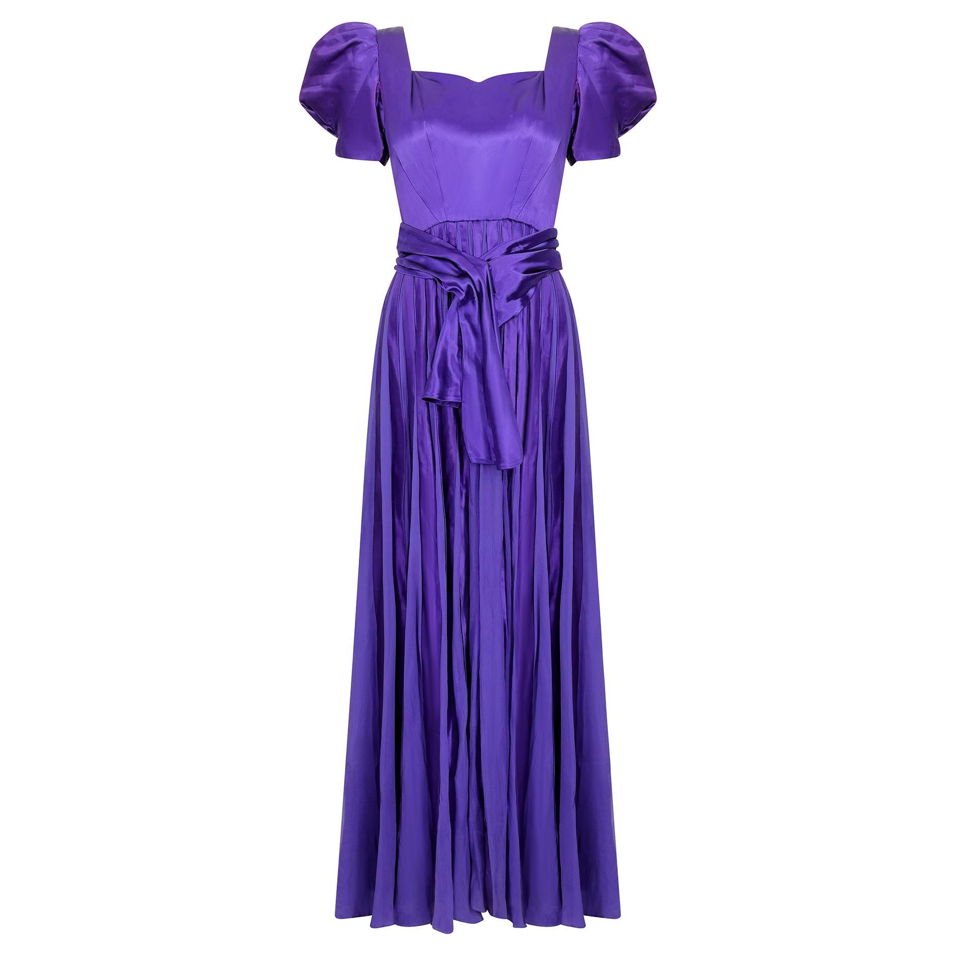 Purple Satin Dress - 28 For Sale on 1stDibs