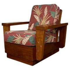 Vintage 1940s Hawaiian Teak Wood Frame Lounge Chair