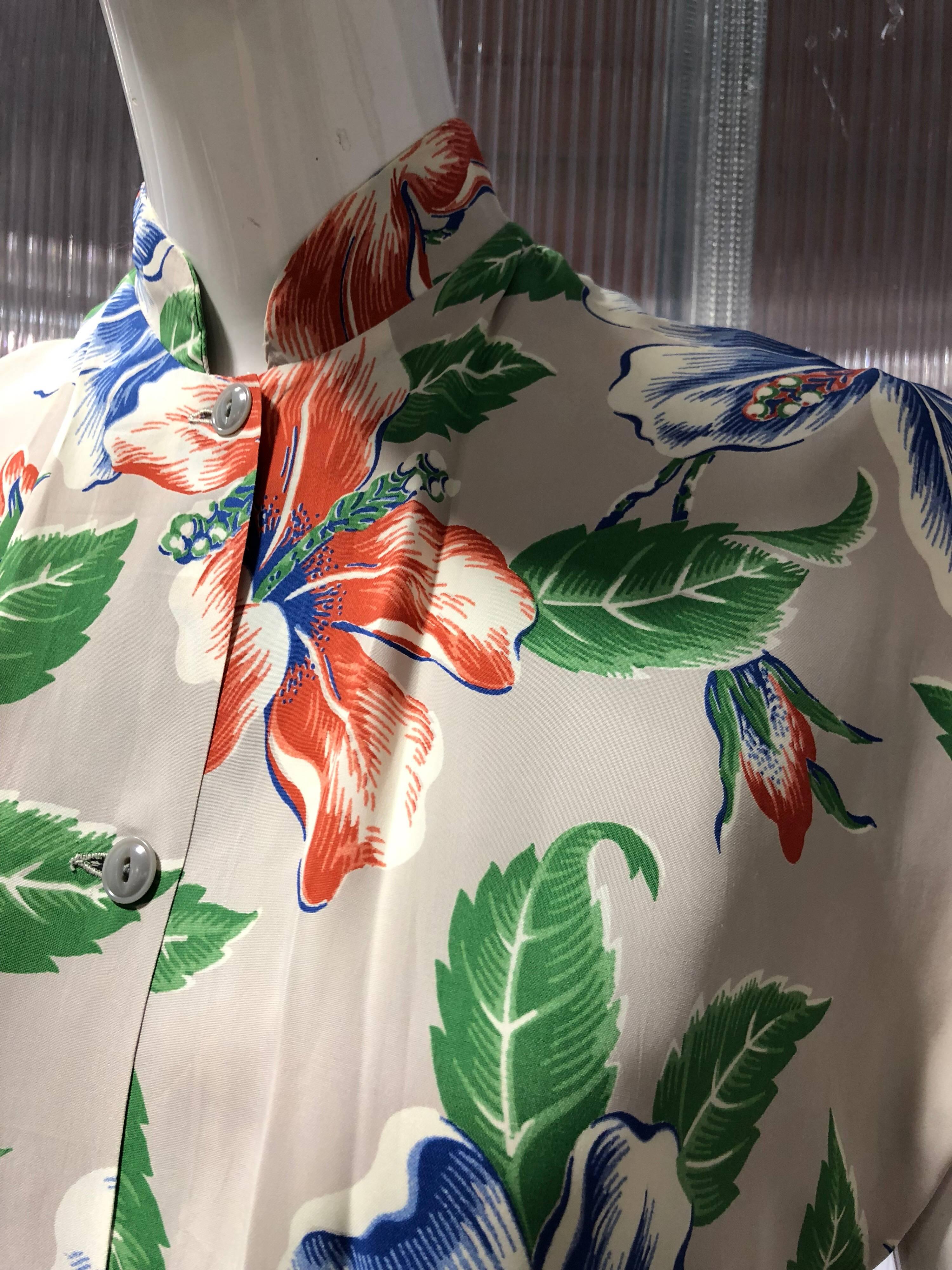 tropical print blouse
