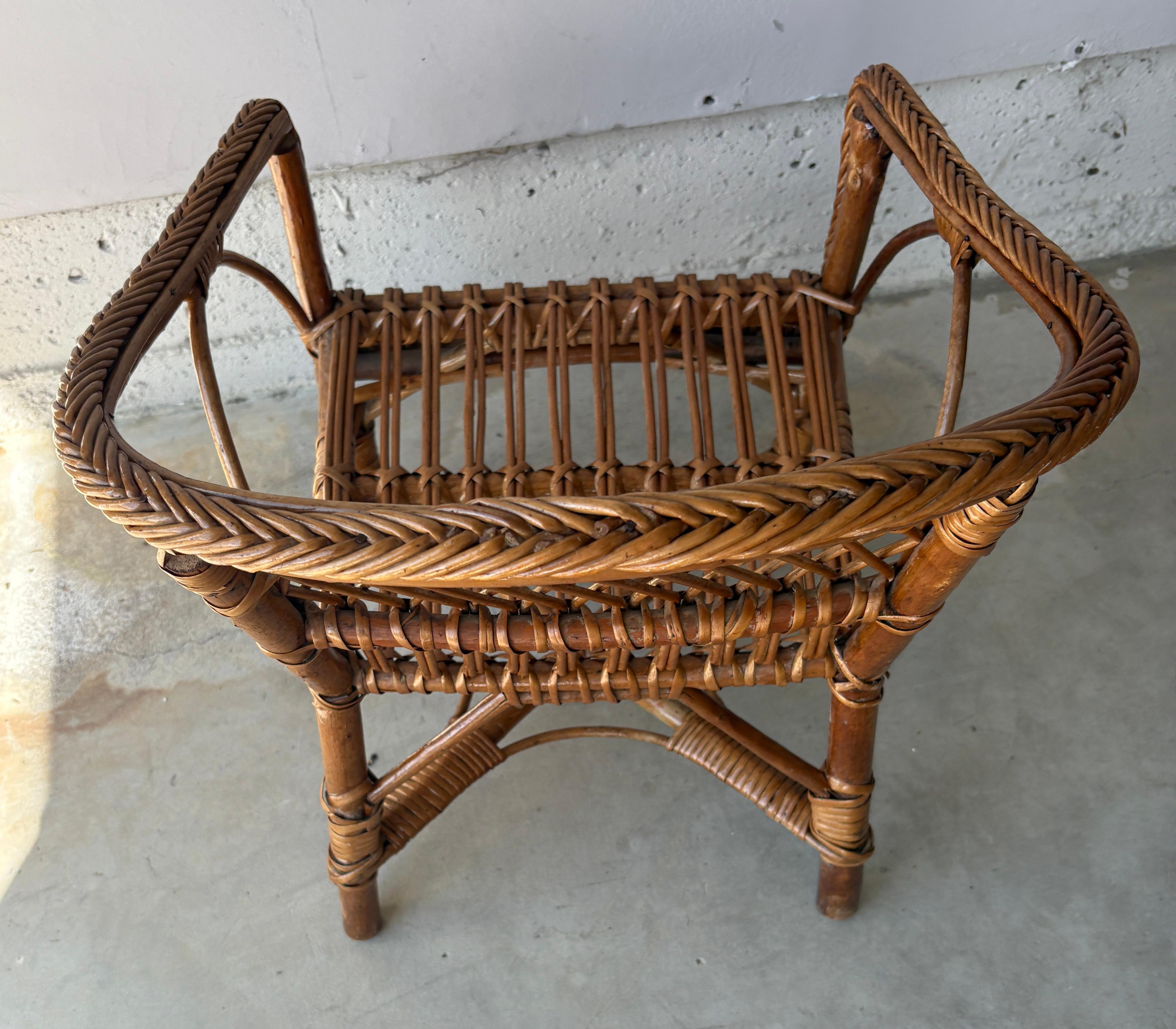Stile Adirondack 1940s Haywood Wakefield Rattan  Sedia Child & Child in vendita