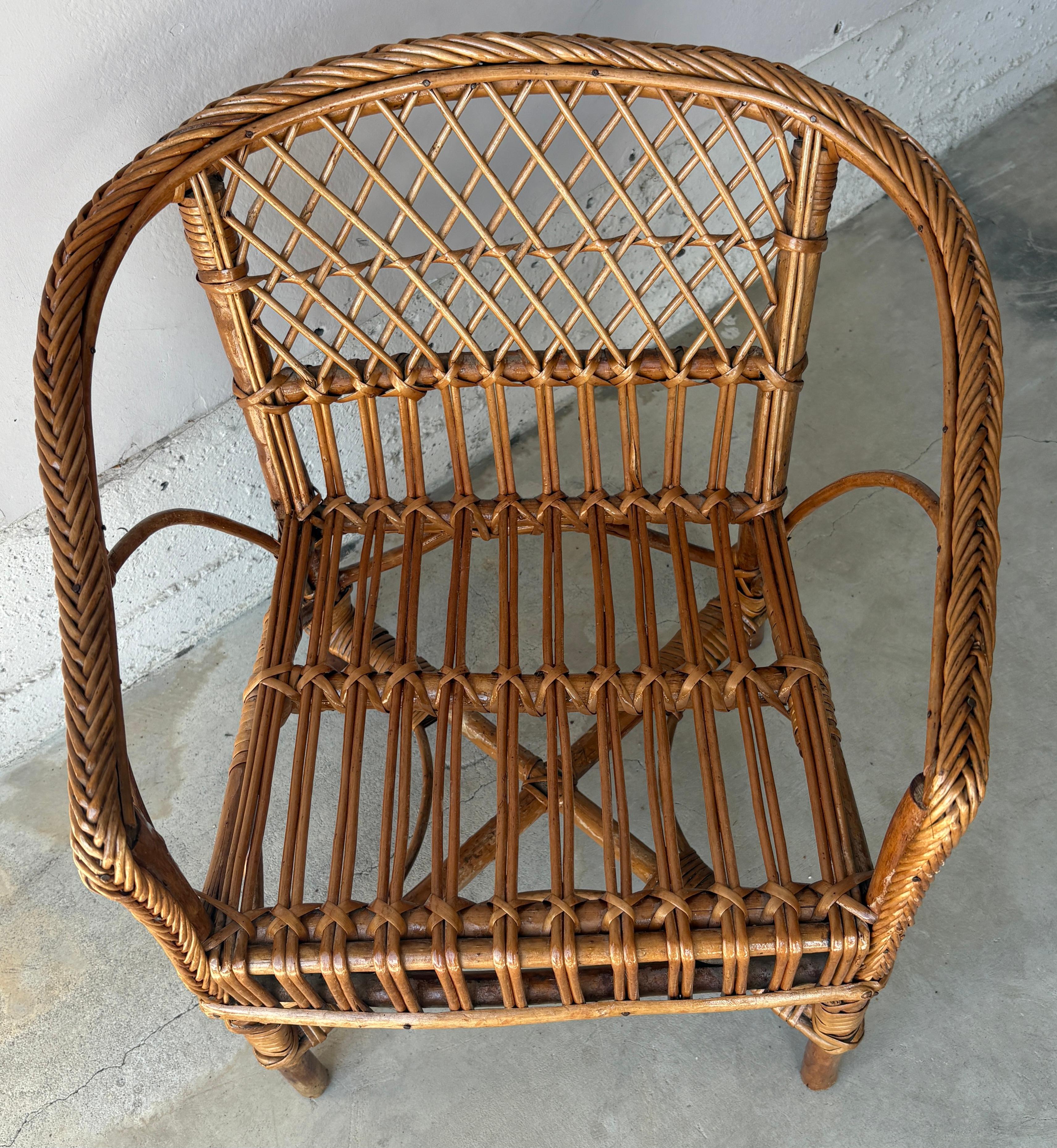 1940s Haywood Wakefield Rattan  Sedia Child & Child In condizioni buone in vendita a Los Angeles, CA