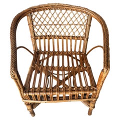 1940s Haywood Wakefield Rattan  Sedia Child & Child