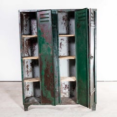 1940s Heavy Duty French Steel Industrial Locker, Four Door