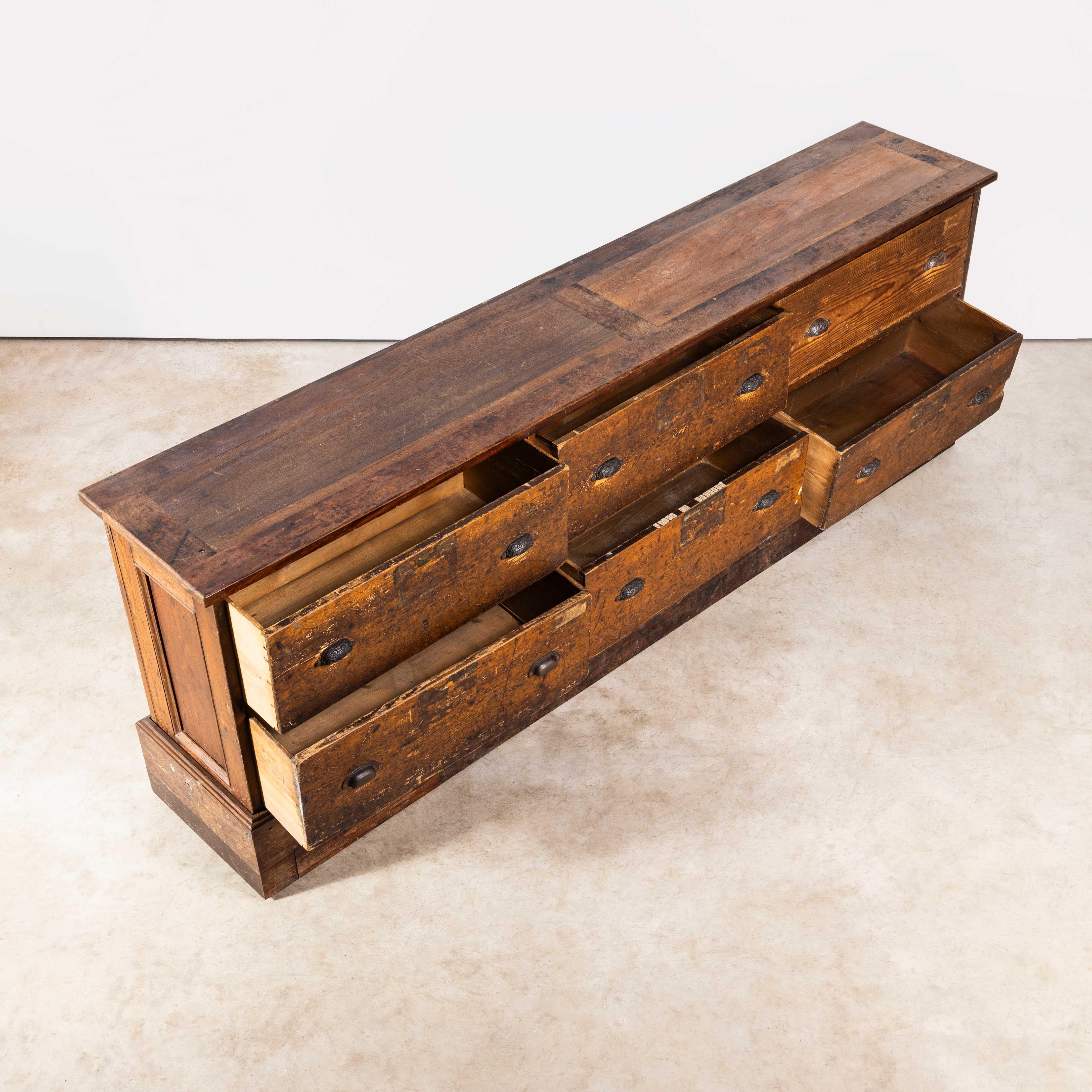 Commode d'atelier en pin lourde d'origine des années 1940 1
