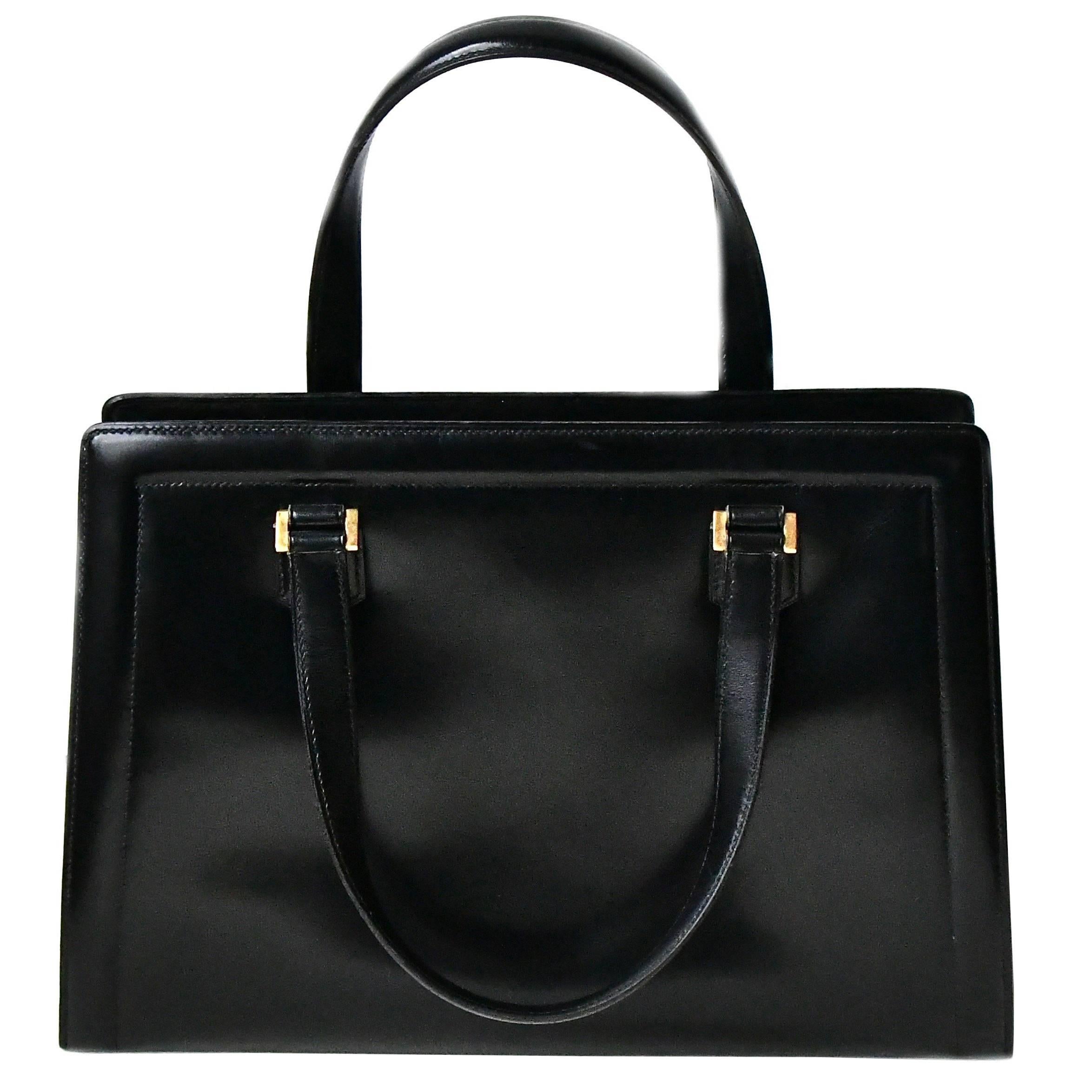 Hermes Black Bag, 1940s For Sale