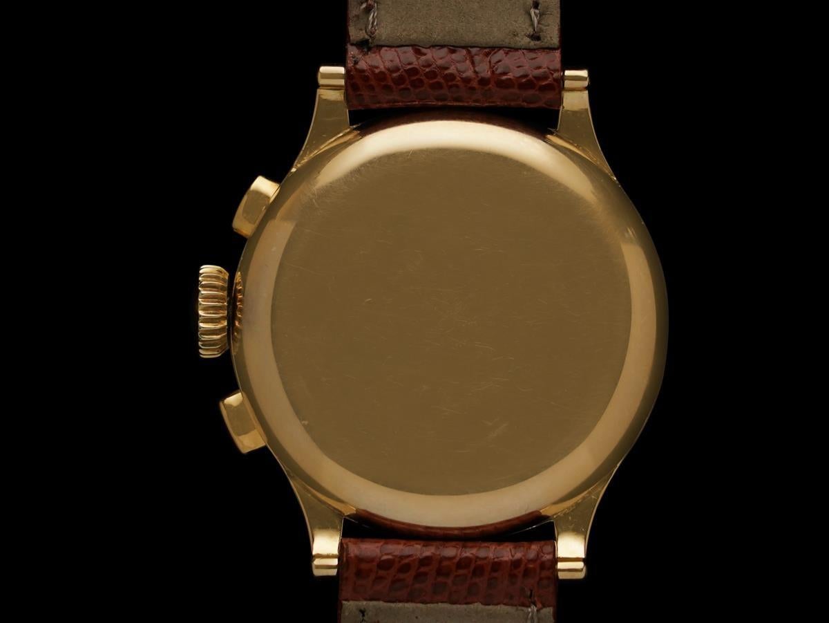 1940's Heuer Aerotel Vintage Mens Chronograph Watch - 14K Gold For Sale 2