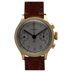 1940's Heuer Aerotel Vintage Mens Chronograph Watch - 14K Gold