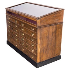 1940's High Quality English Oak Museum Display Cabinet, 12 Drawers, '2152.1'