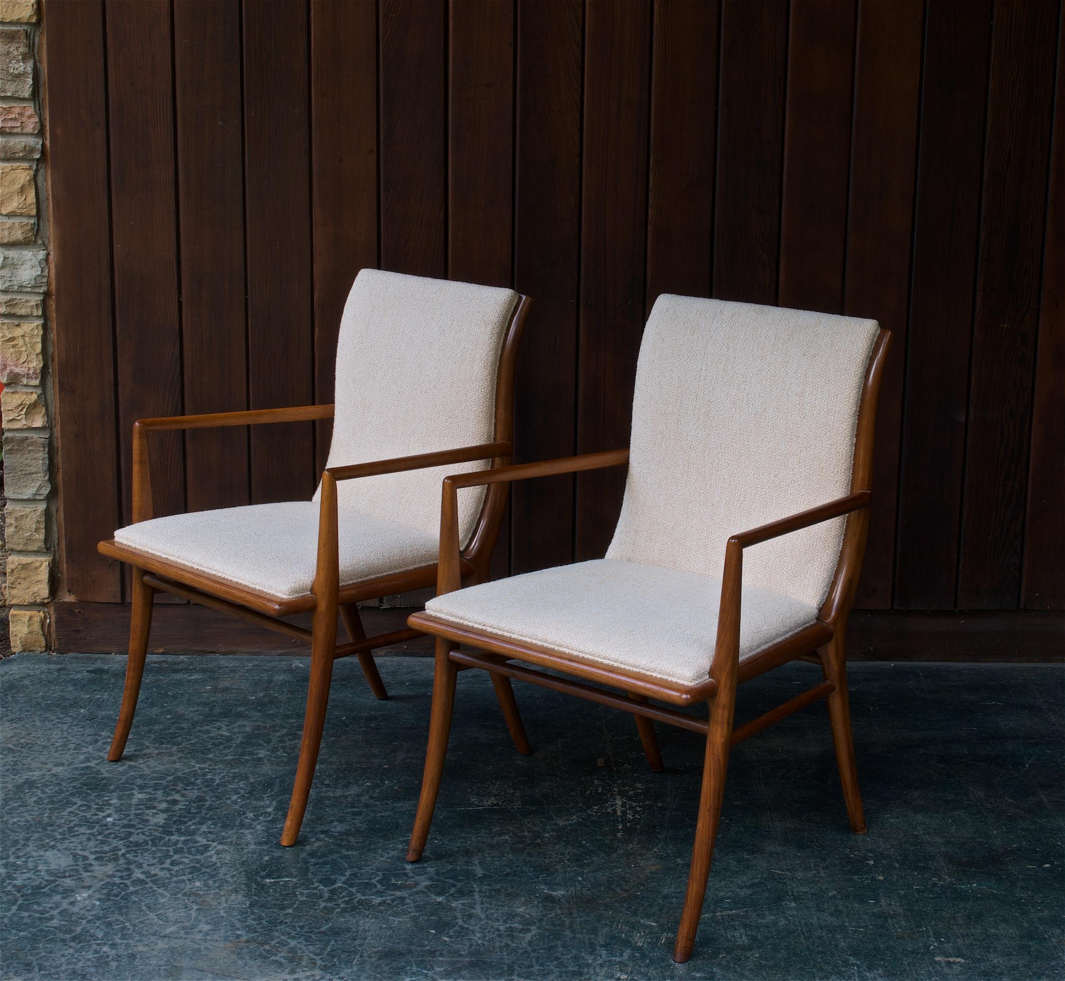 Hollywood Regency Terence Harold Robsjohn-Gibbings Upholstered Dining Armchairs Vintage Midcentury