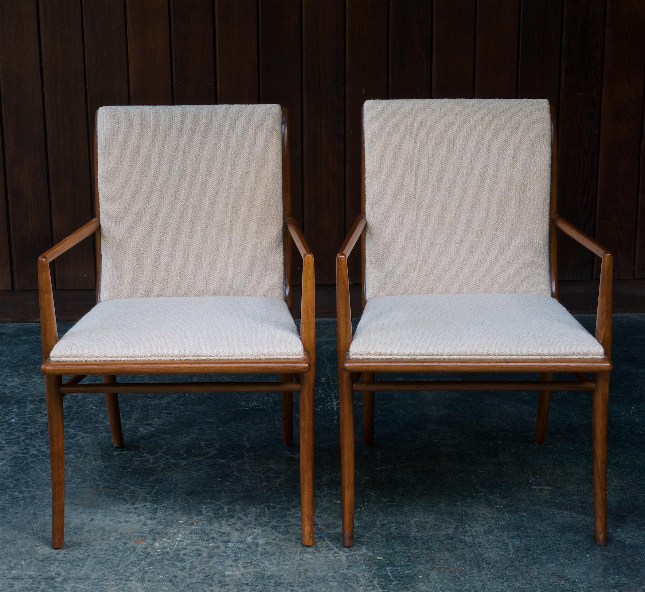 American Terence Harold Robsjohn-Gibbings Upholstered Dining Armchairs Vintage Midcentury