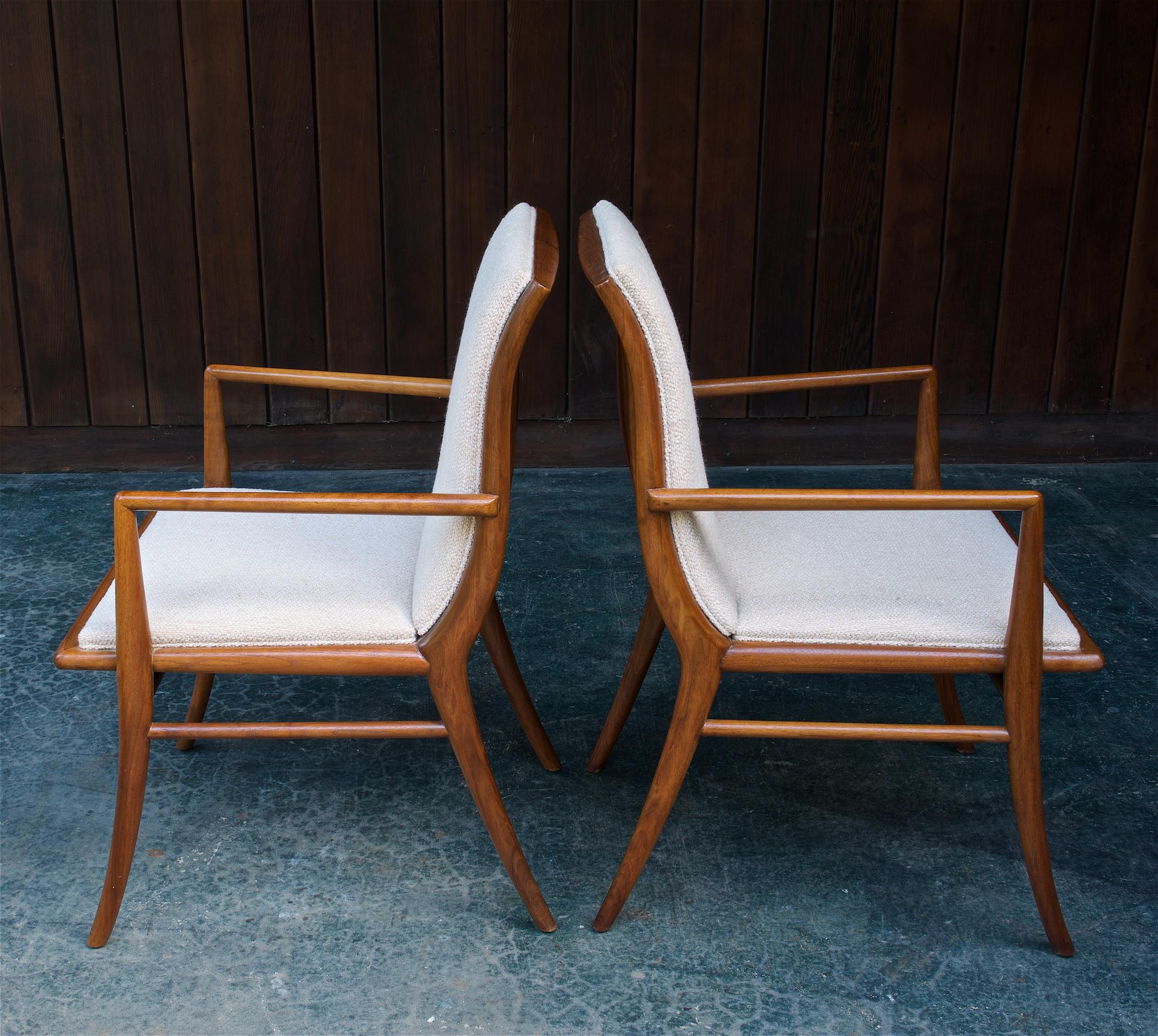 Terence Harold Robsjohn-Gibbings Upholstered Dining Armchairs Vintage Midcentury In Fair Condition In Hyattsville, MD