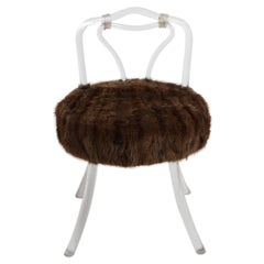 1940s Hollywood Glamour Lucite Vanity Chair or Stool with Swivel Base