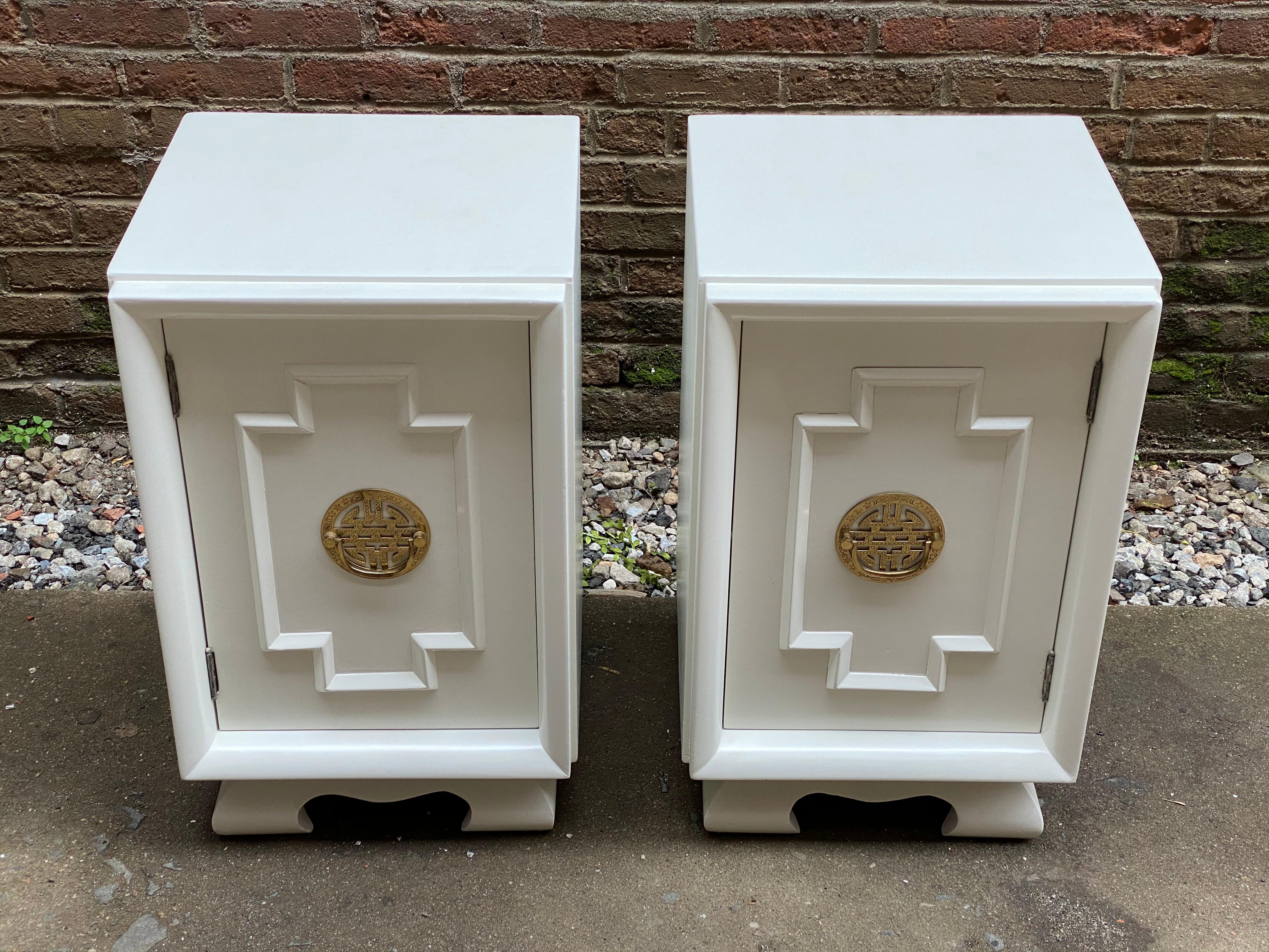American 1940s Hollywood Regency Asian Inspired End Tables