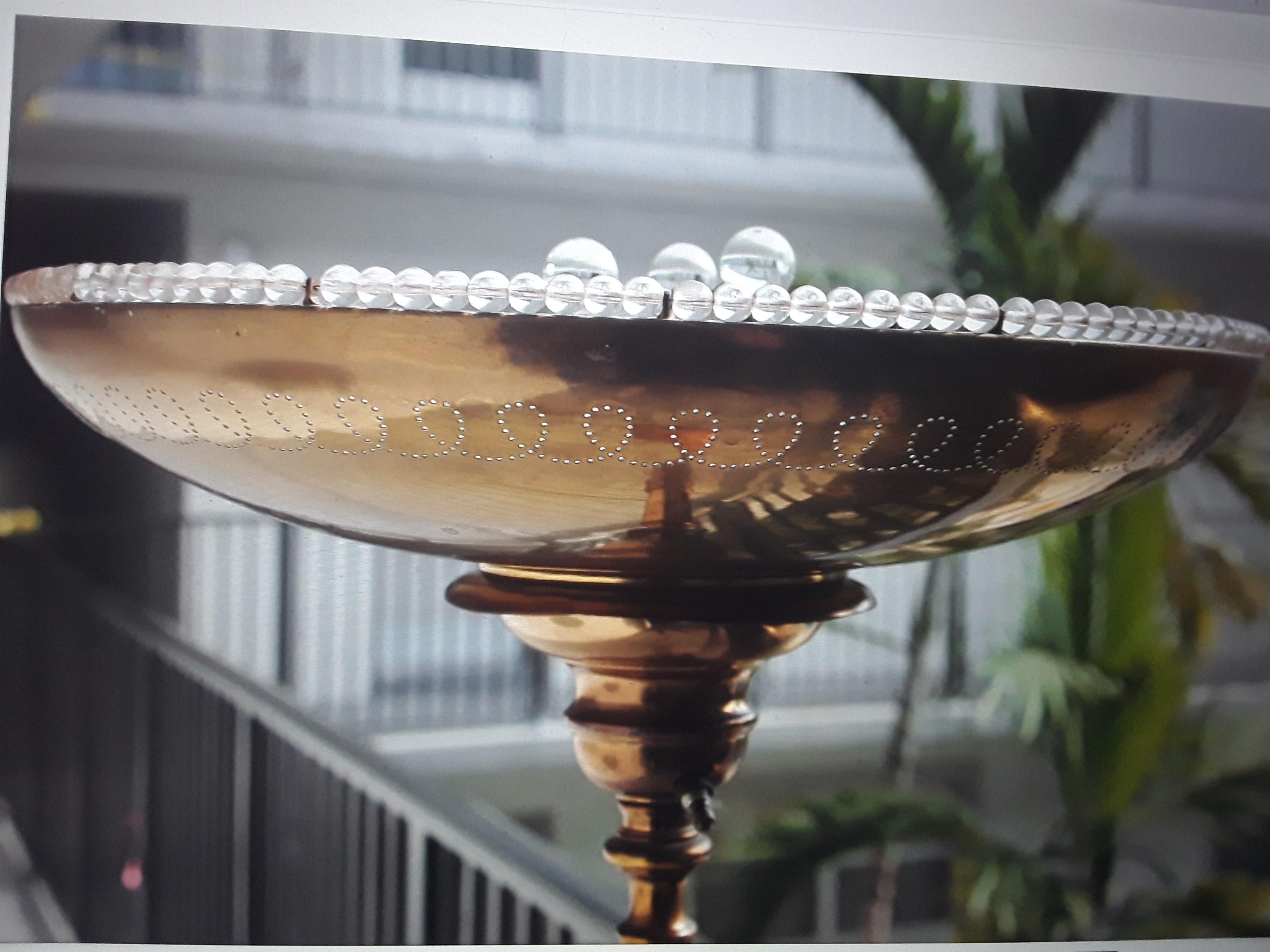 1940s Hollywood Regency  Brass/ Bronze/Crystal Floor Lamp attrib. Banci Firenza In Good Condition For Sale In Opa Locka, FL