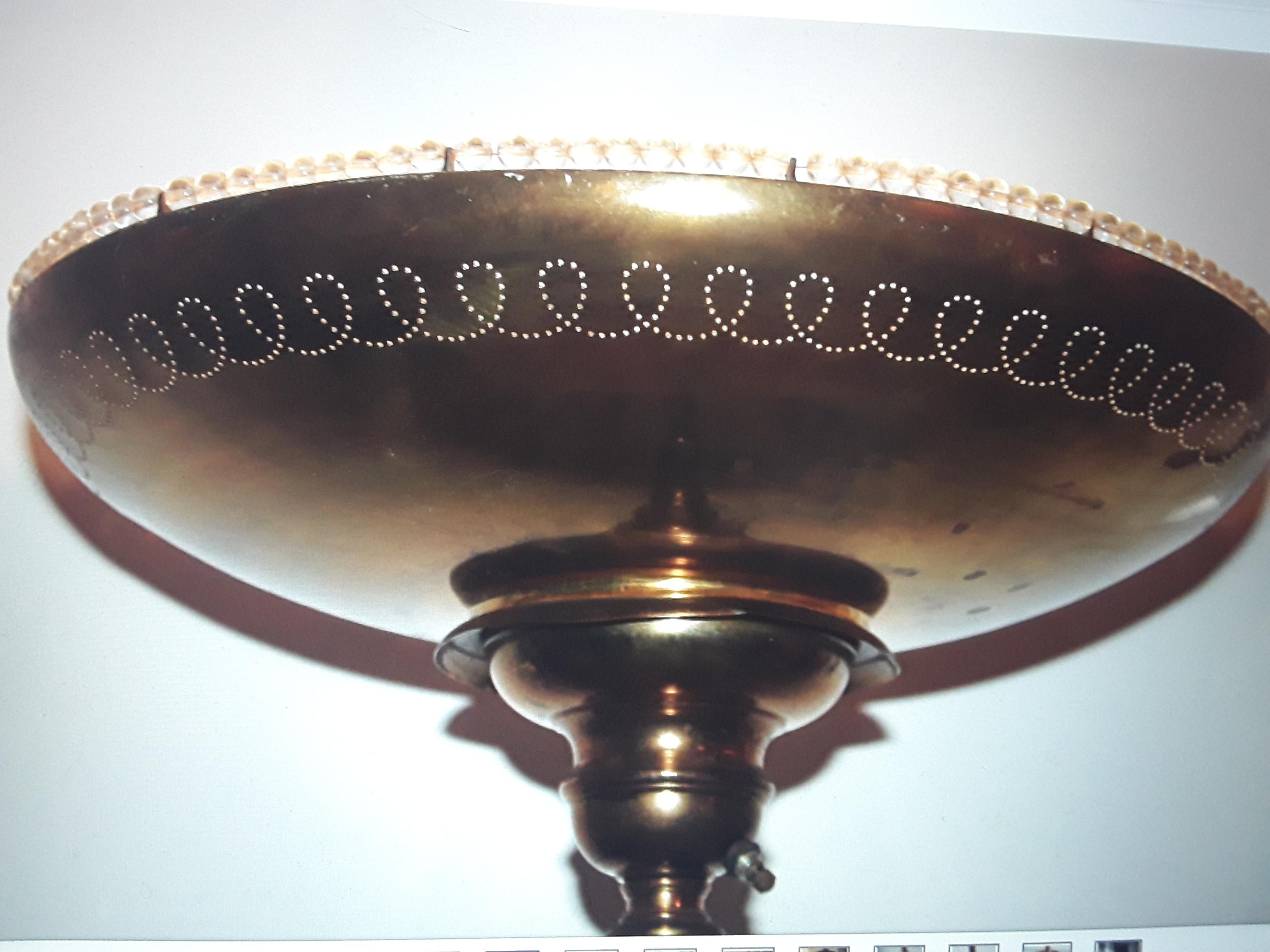 1940er Jahre Hollywood Regentschaft  Stehlampe aus Messing/Bronze/Kristall, zugeschrieben. Banci Firenza (Mitte des 20. Jahrhunderts) im Angebot