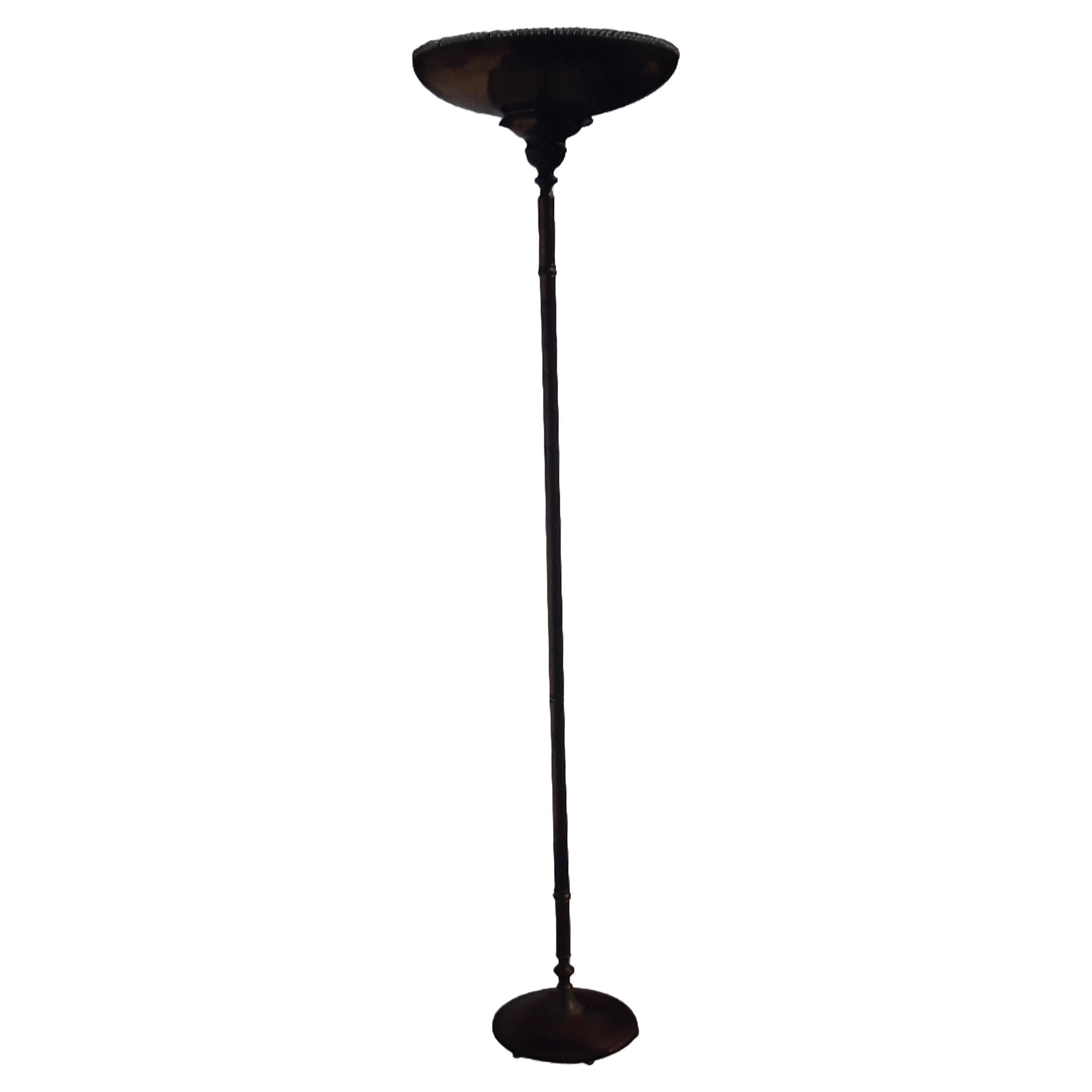 1940s Hollywood Regency  Brass/ Bronze/Crystal Floor Lamp attrib. Banci Firenza For Sale
