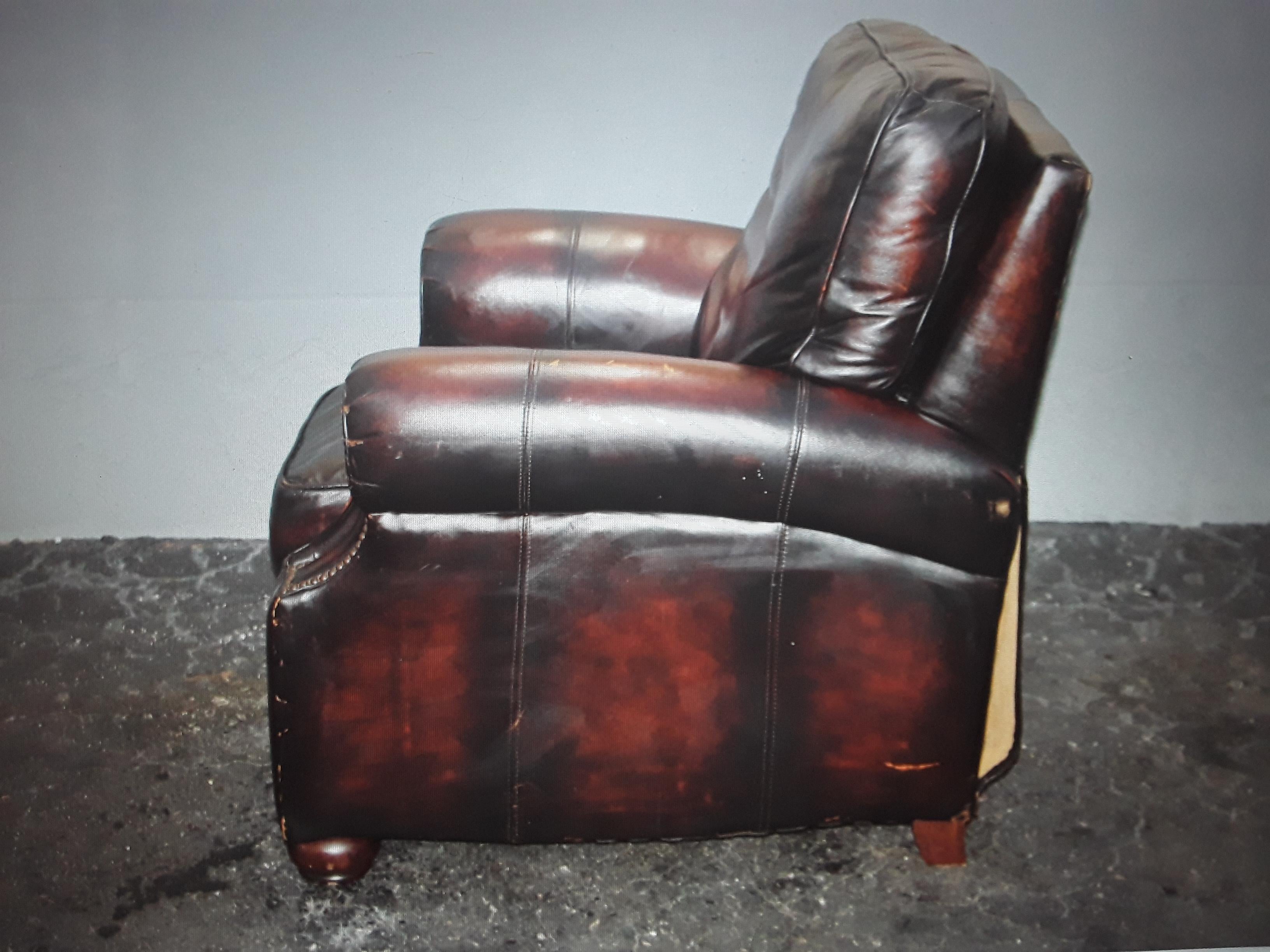 1940's Hollywood Regency Brown Lambskin Leather Lounge Chair by Bernhardt 6