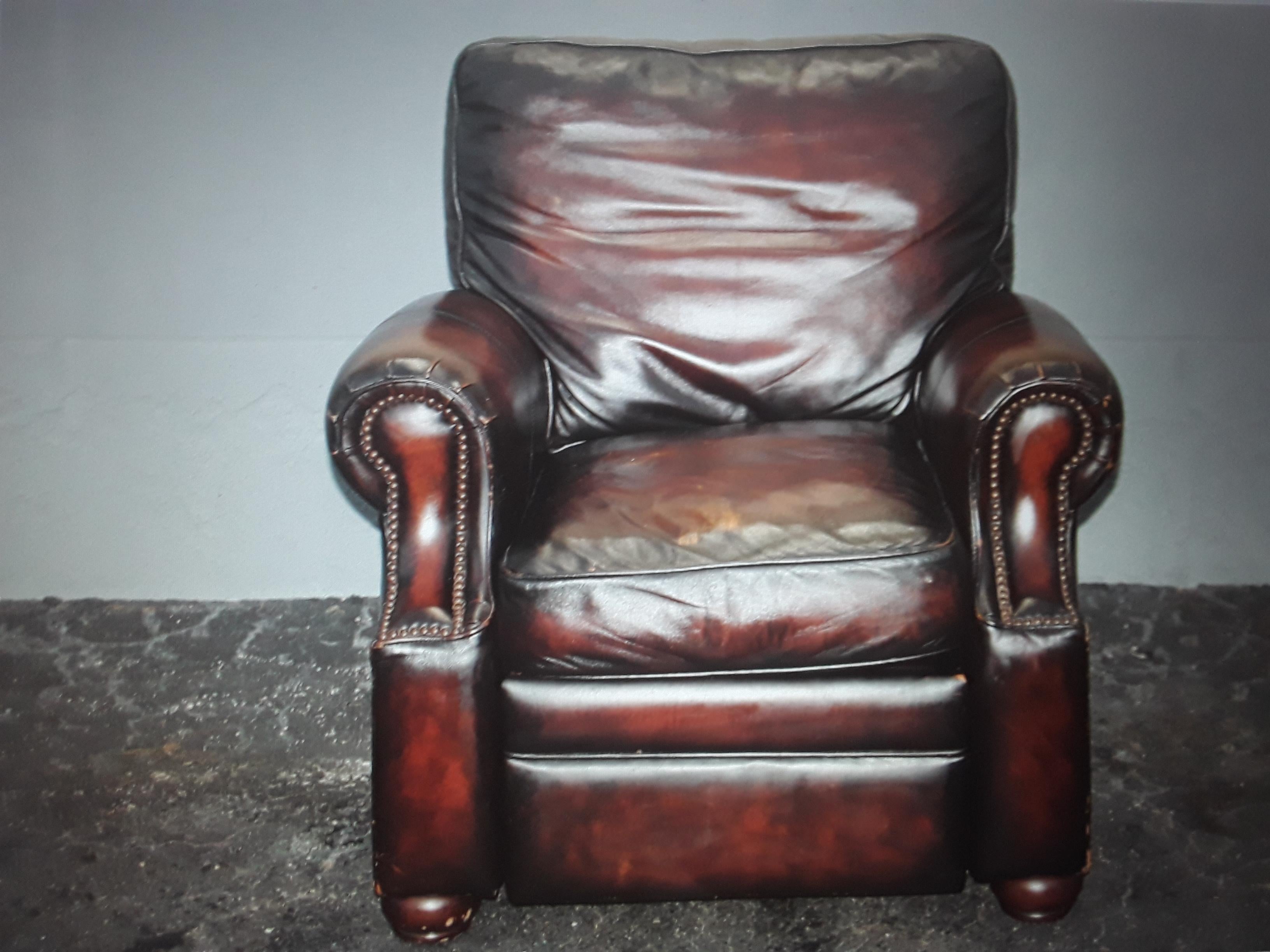 1940's Hollywood Regency Brown Lambskin Leather Lounge Chair by Bernhardt 9