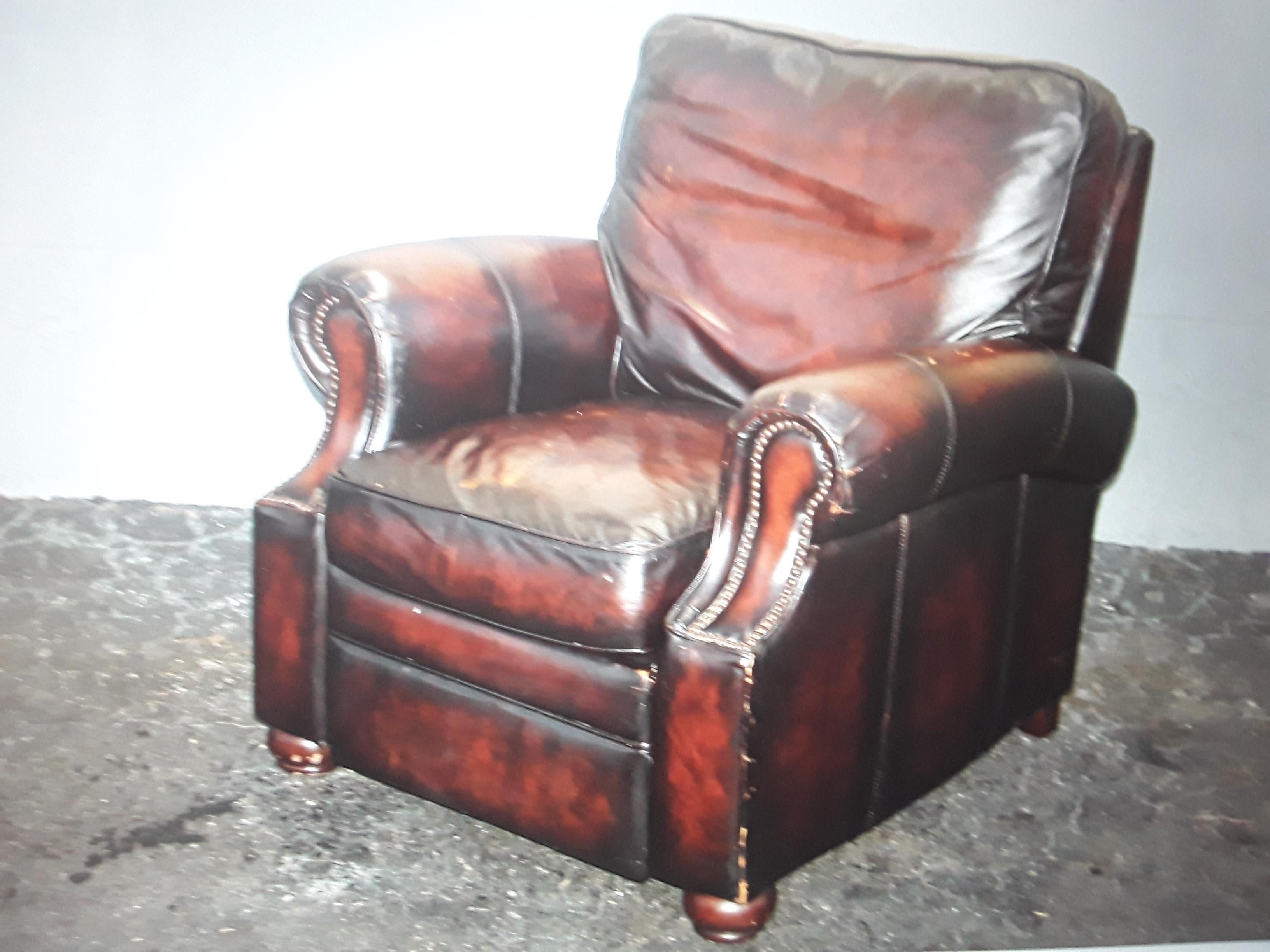 1940's Hollywood Regency Brown Lambskin Leather Lounge Chair by Bernhardt In Good Condition In Opa Locka, FL