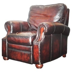 Vintage 1940's Hollywood Regency Brown Lambskin Leather Lounge Chair by Bernhardt