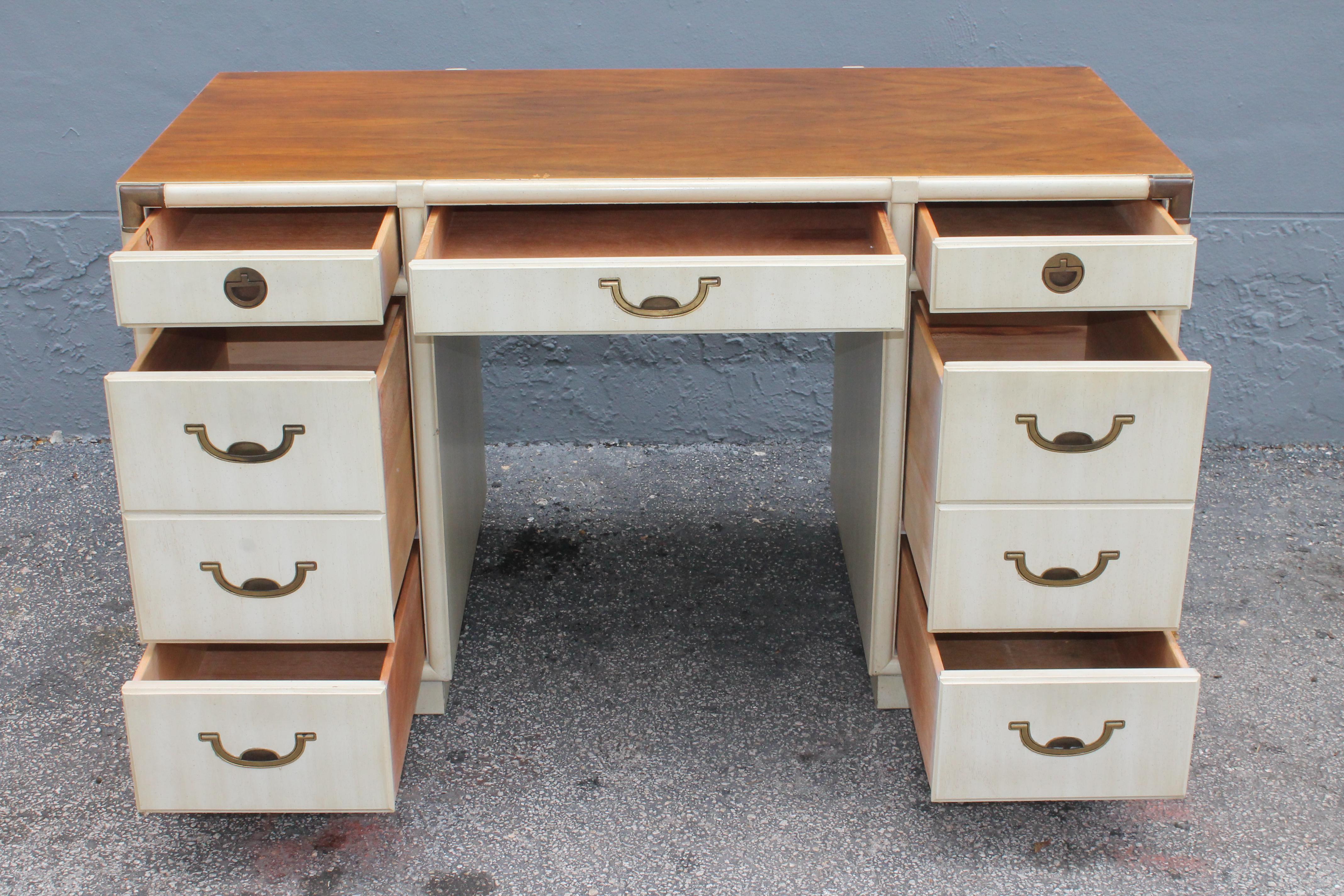 North American 1940's Hollywood Regency Campaign style Giltwood Writing Desk For Sale