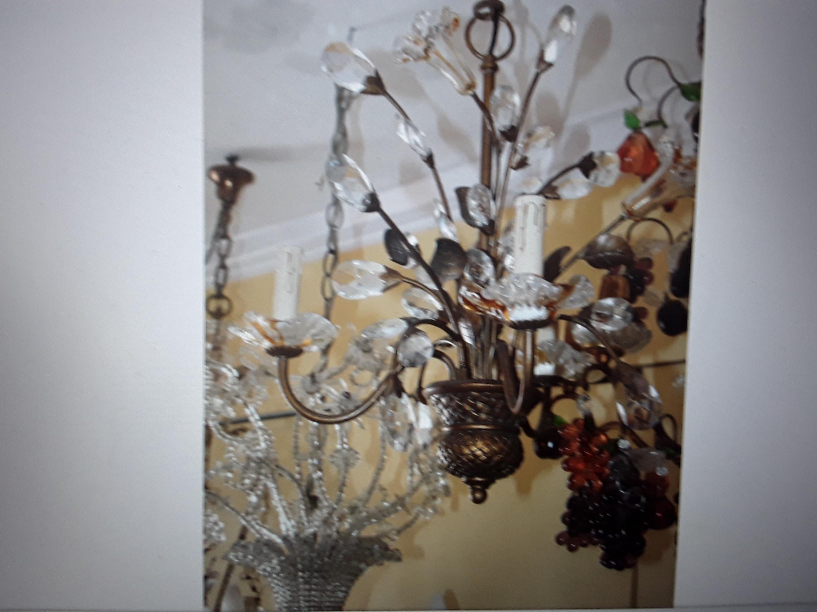 1940's Hollywood Regency Crystal Floral Bouquet chandelier. Bright shiny crystal on this stunning chandelier.