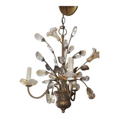 Lustre à bouquets floraux en cristal Hollywood Regency des années 1940